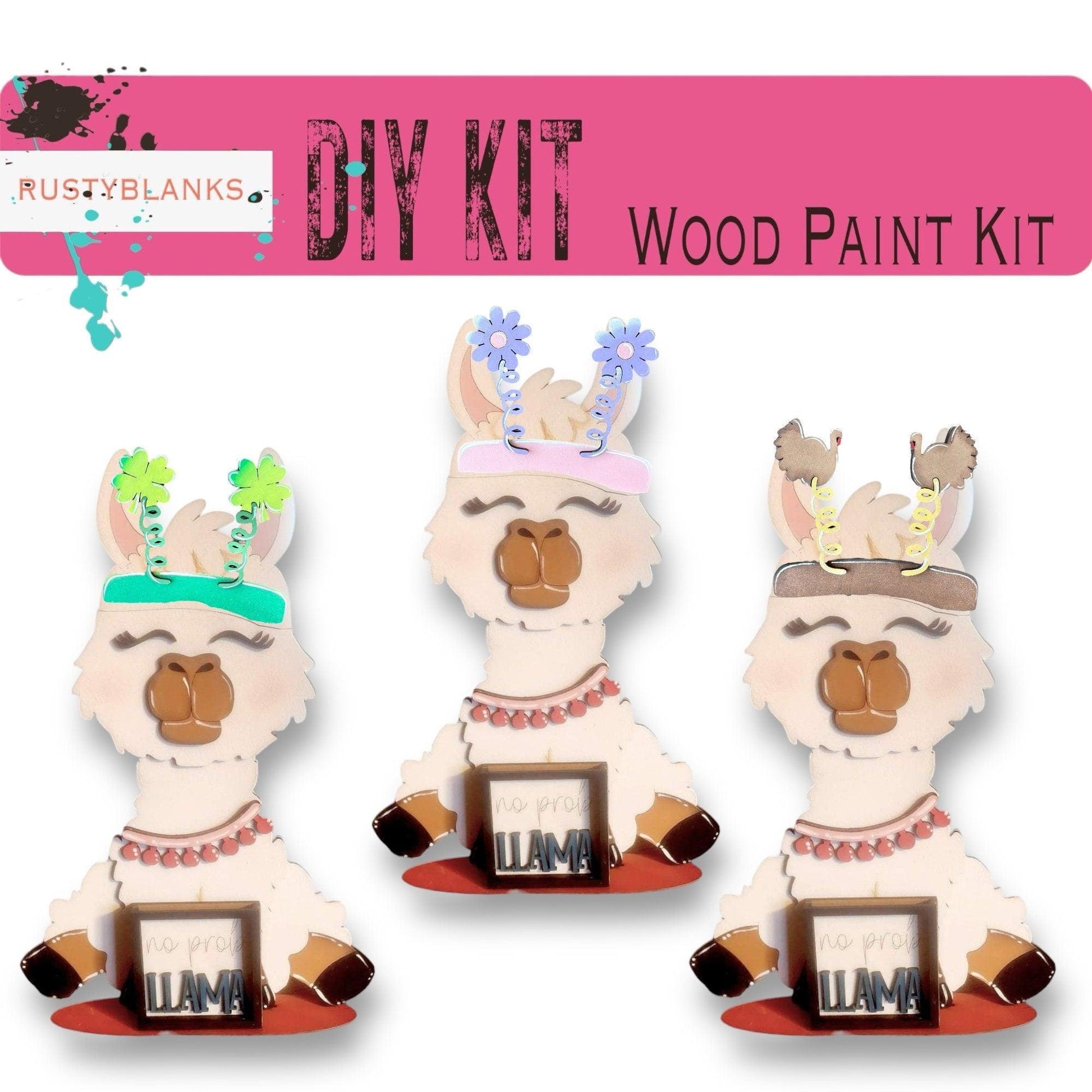 Llama with 12 Interchangeable Seasonal Hats, Insert and tile holder, Season DIY Decor - RusticFarmhouseDecor