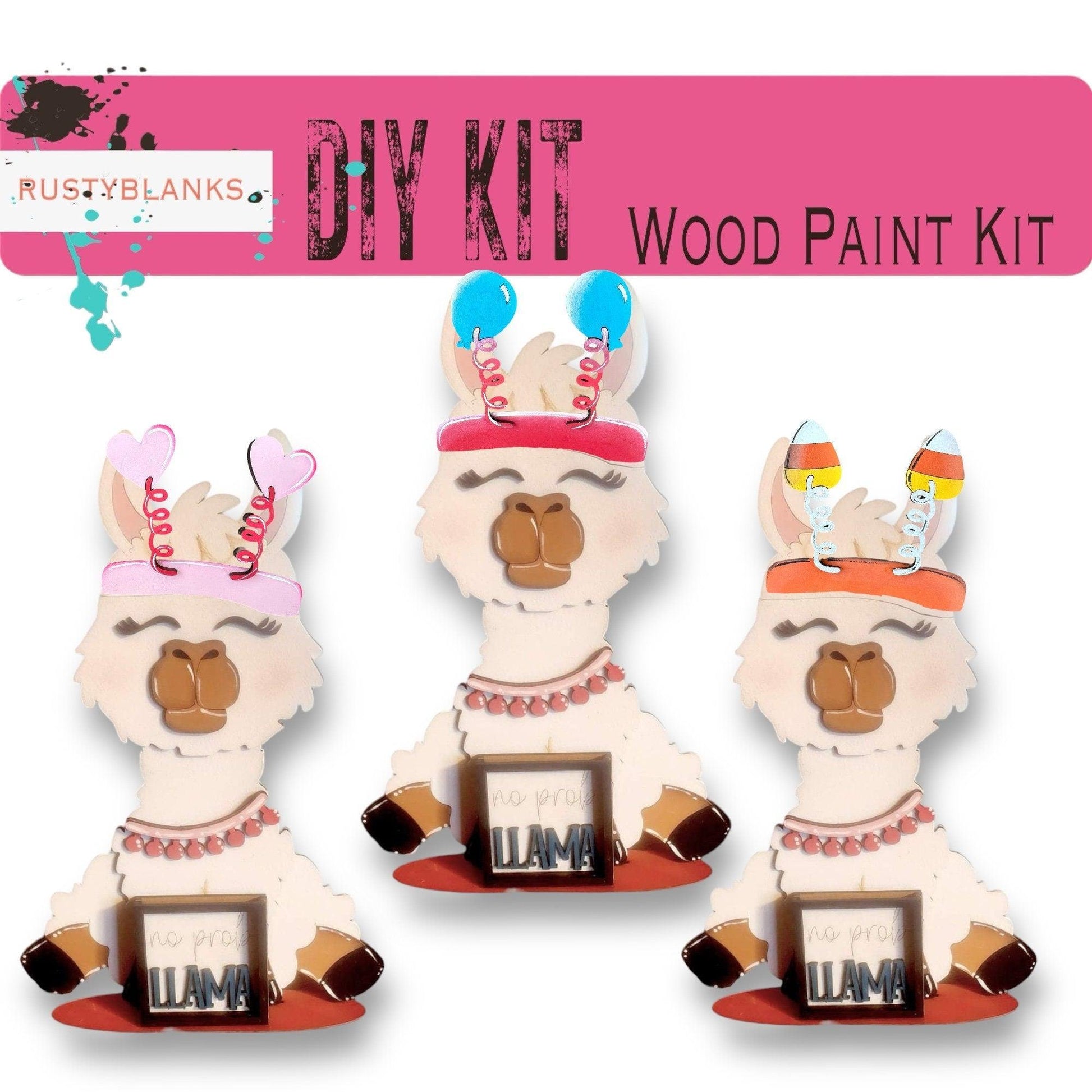 Llama with 12 Interchangeable Seasonal Hats, Insert and tile holder, Season DIY Decor - RusticFarmhouseDecor