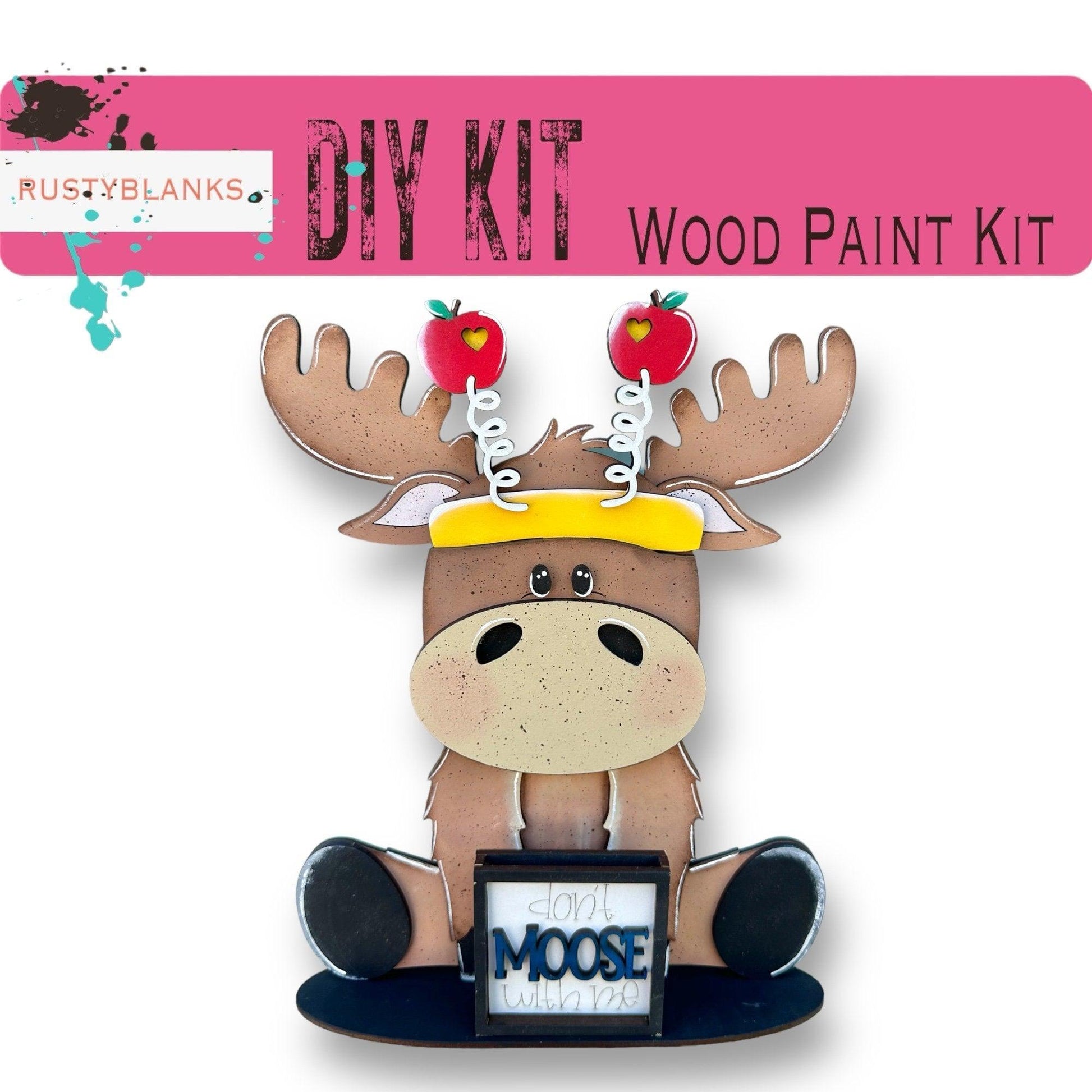 Moose with 12 Interchangeable Seasonal Hats, Insert and tile holder, Season DIY Decor - RusticFarmhouseDecor