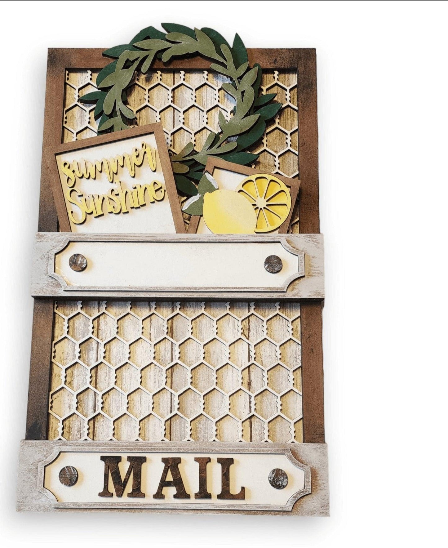 Premade Chicken Wire Interchangeable Seasonal Mail Holder - RusticFarmhouseDecor