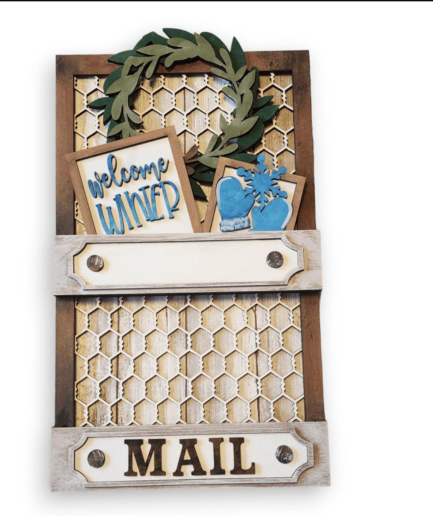 Premade Chicken Wire Interchangeable Seasonal Mail Holder - RusticFarmhouseDecor