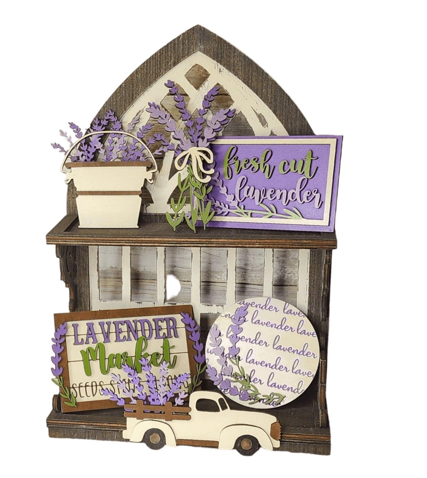 Premade Lavender Tiered Tray Decor, Fresh Cut Lavender display - RusticFarmhouseDecor
