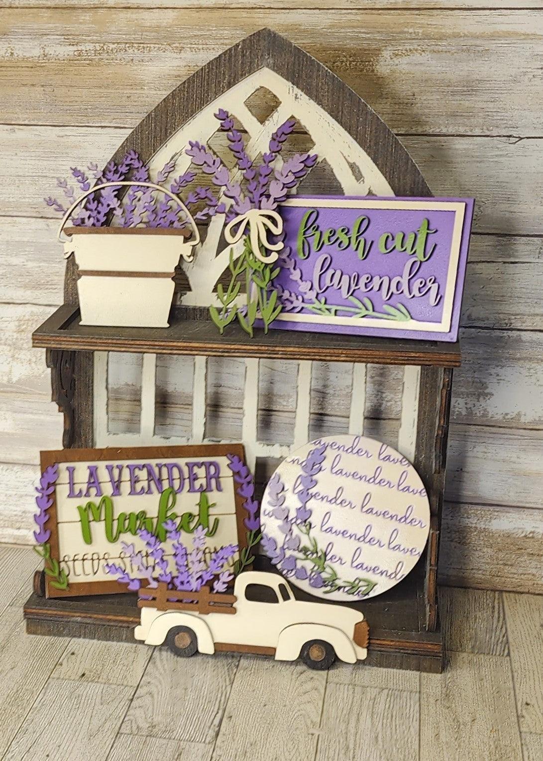 Premade Lavender Tiered Tray Decor, Fresh Cut Lavender display - RusticFarmhouseDecor