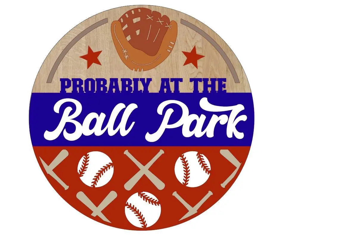 Probably at the Ball Park Door Hanger, Unfinished DIY Wood Kit, Blanks to Decorate Home Decor, DIY Baseball Door Hanger - RusticFarmhouseDecor