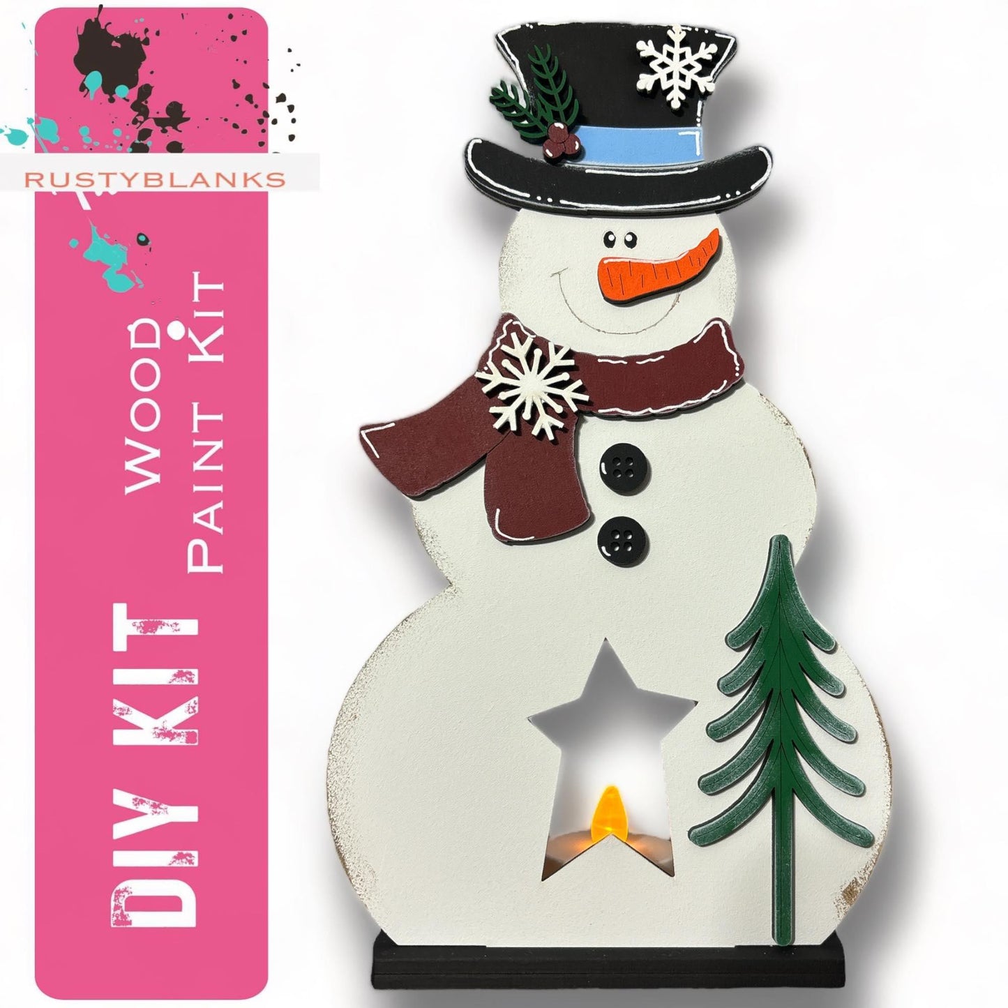 Snowman DIY Votive Set, Shelf Sitters, Christmas Decor - RusticFarmhouseDecor