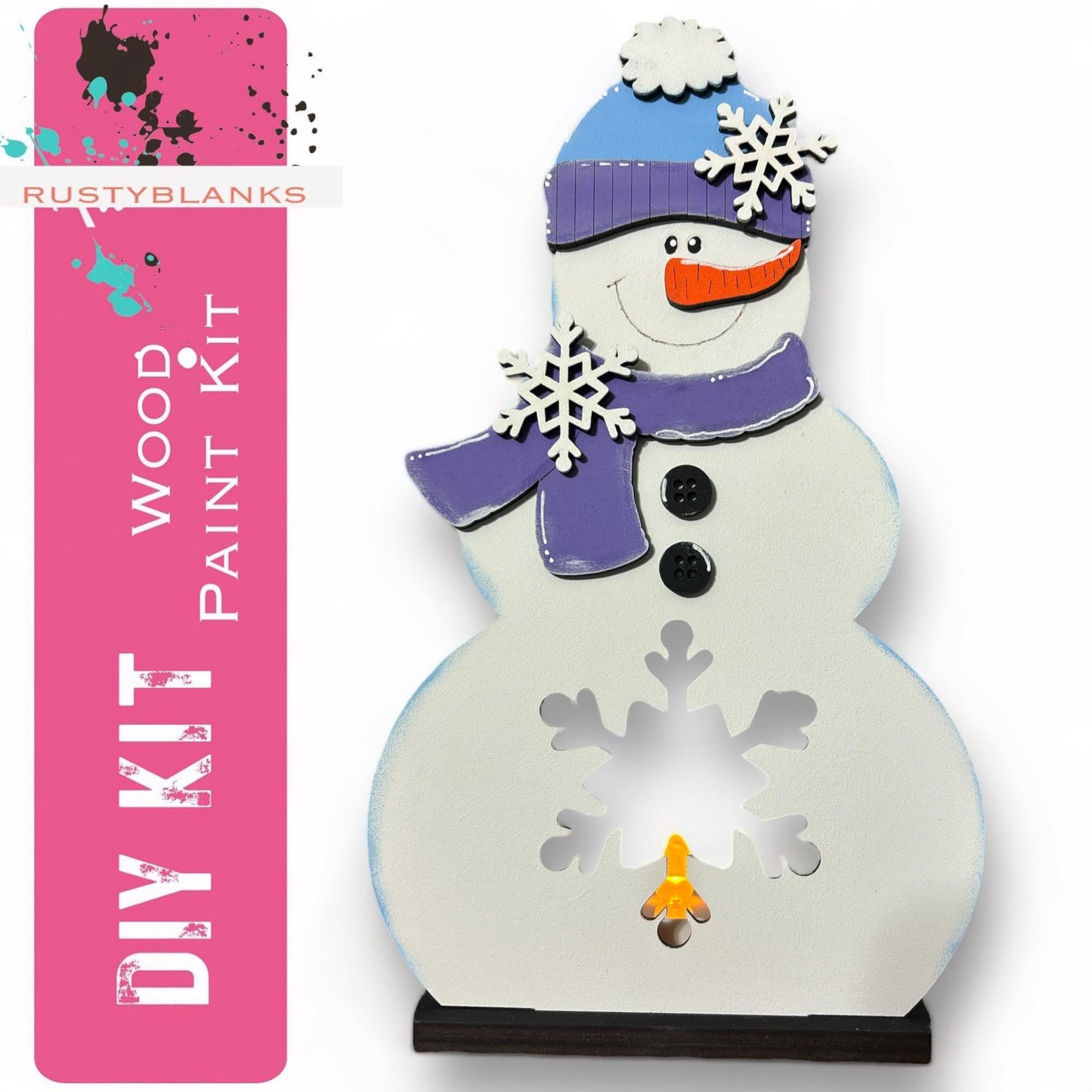 Snowman DIY Votive Set, Shelf Sitters, Christmas Decor - RusticFarmhouseDecor