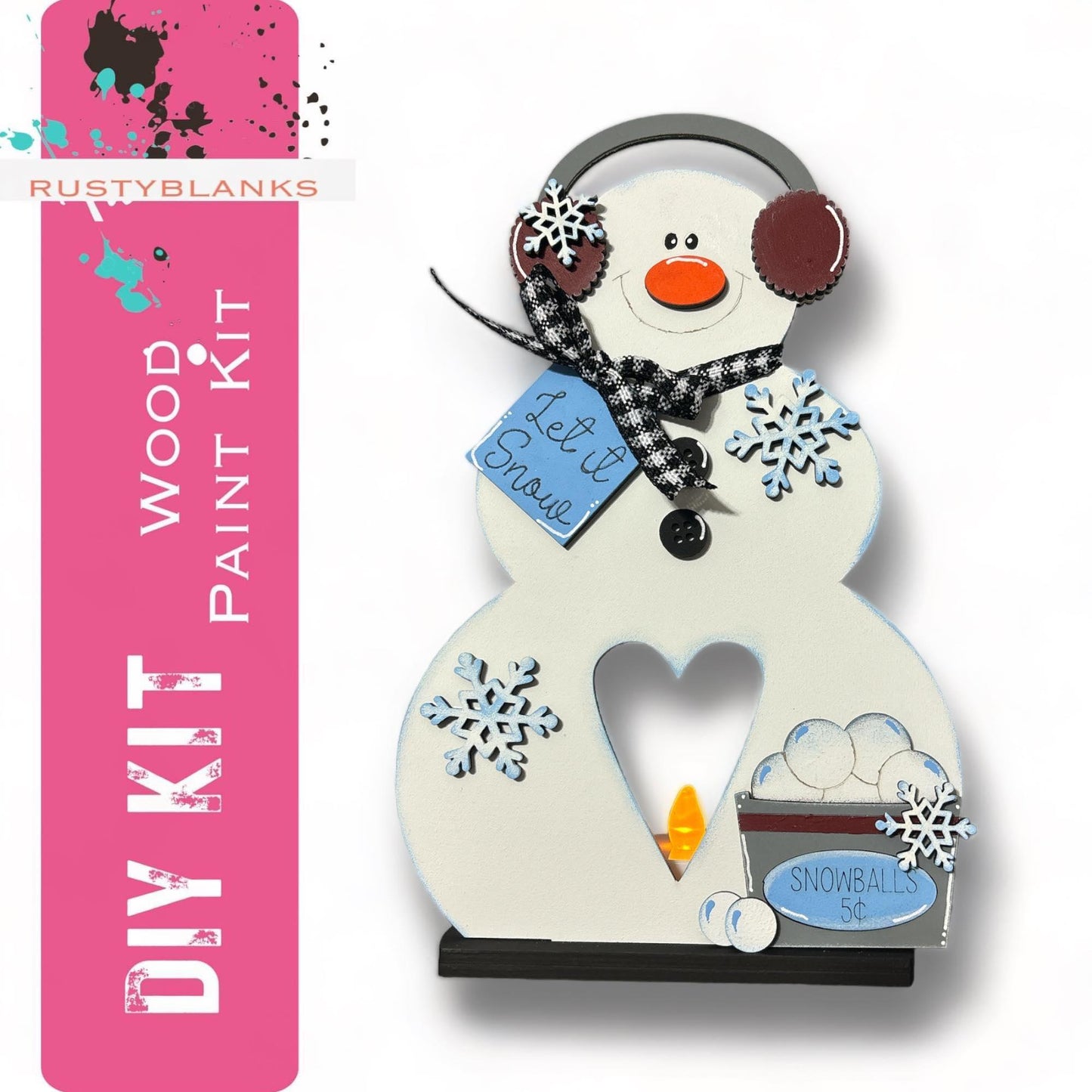 Snowman DIY Votive Set, Shelf Sitters, Christmas Decor - RusticFarmhouseDecor