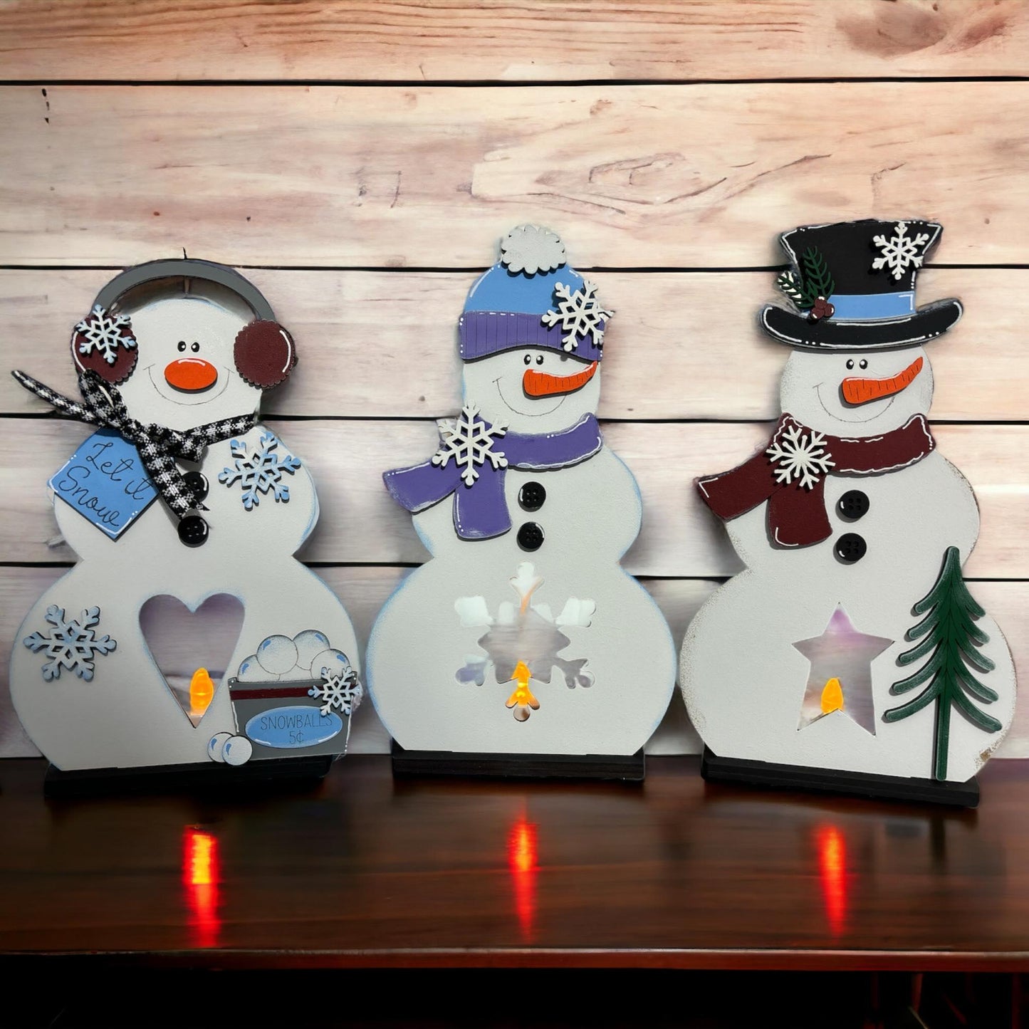 Snowman DIY Votive Set, Shelf Sitters, Christmas Decor - RusticFarmhouseDecor