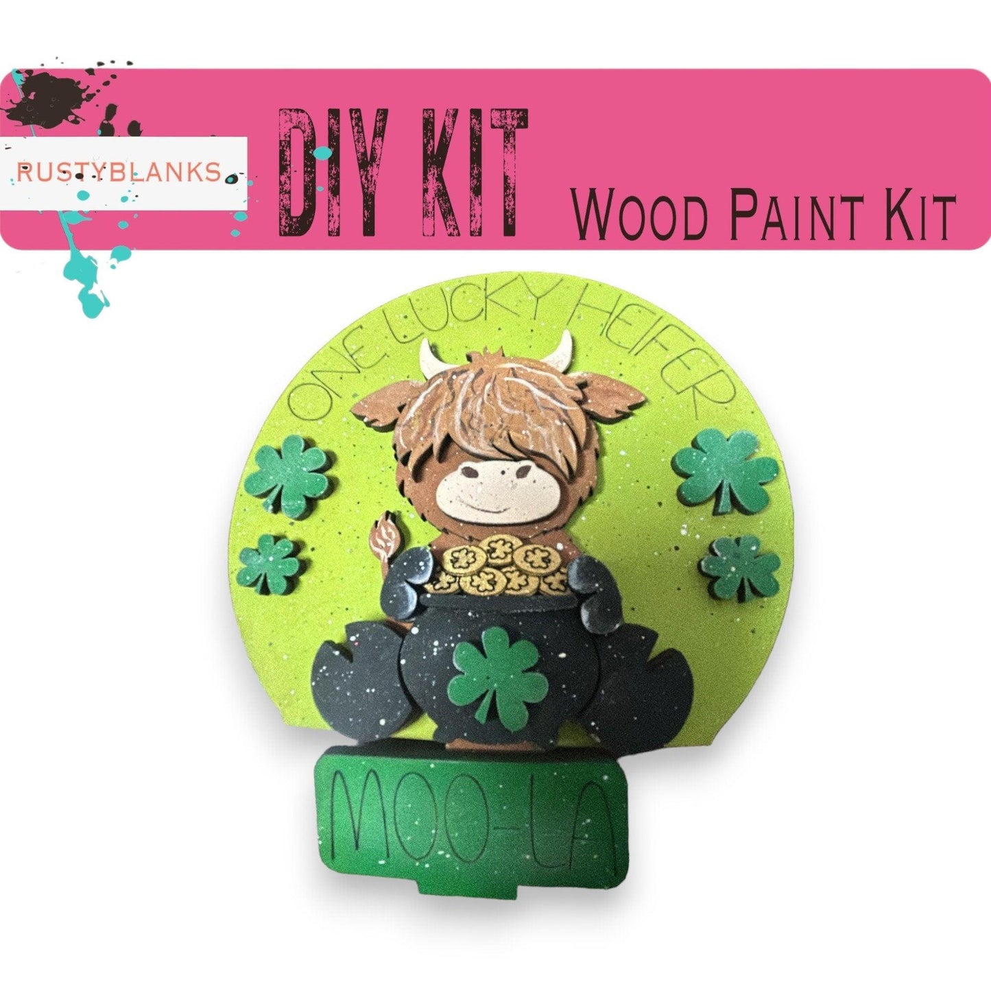 St Patricks Day Insert for Snow Globe DIY Interchangeable Decor, Gift for Her, Highland Cow - RusticFarmhouseDecor