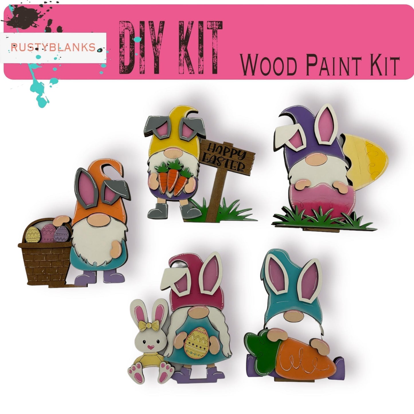Standing Easter Bunny Gnomes - Set of 5 - RusticFarmhouseDecor