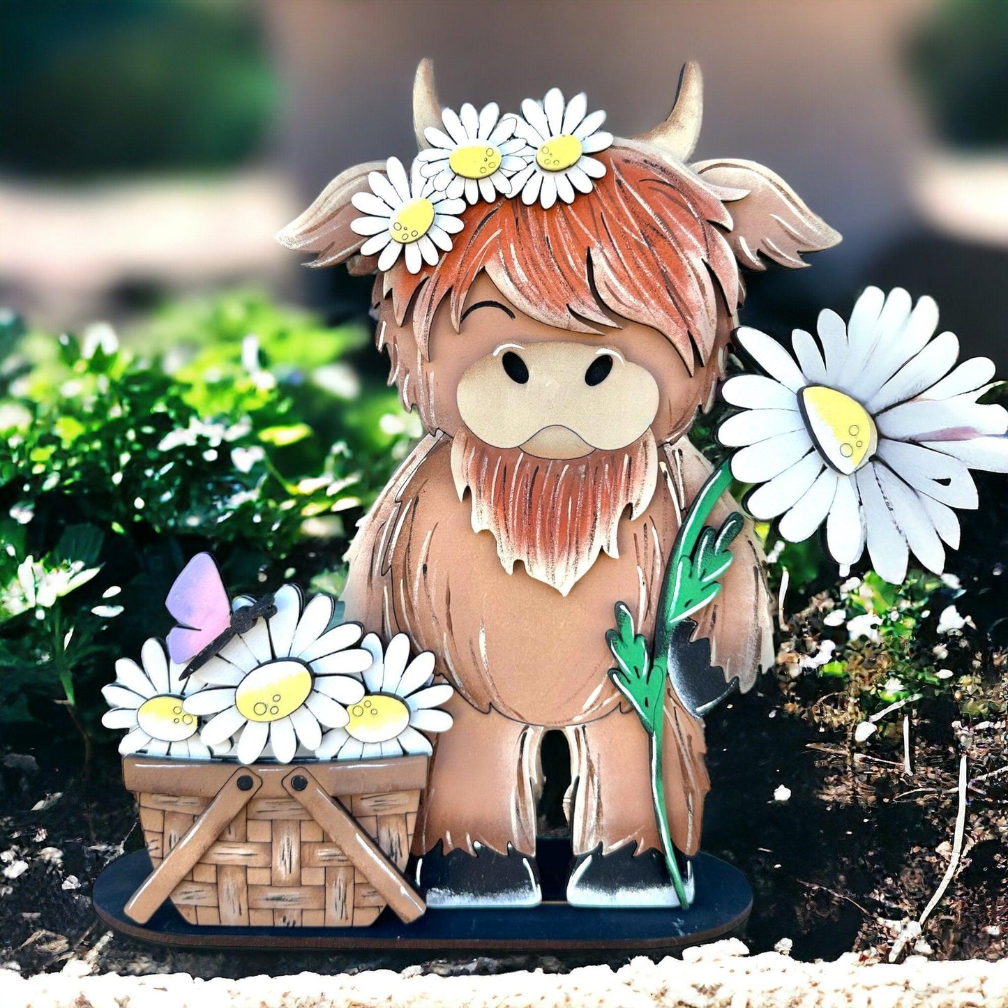 Standing Highland Cow with Daisies, DIY Craft Kit - RusticFarmhouseDecor