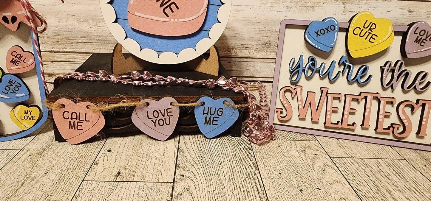 You're the Sweetest Valentines Tiered Tray Set , DIY Tiered Tray, Shelf Sitter - RusticFarmhouseDecor