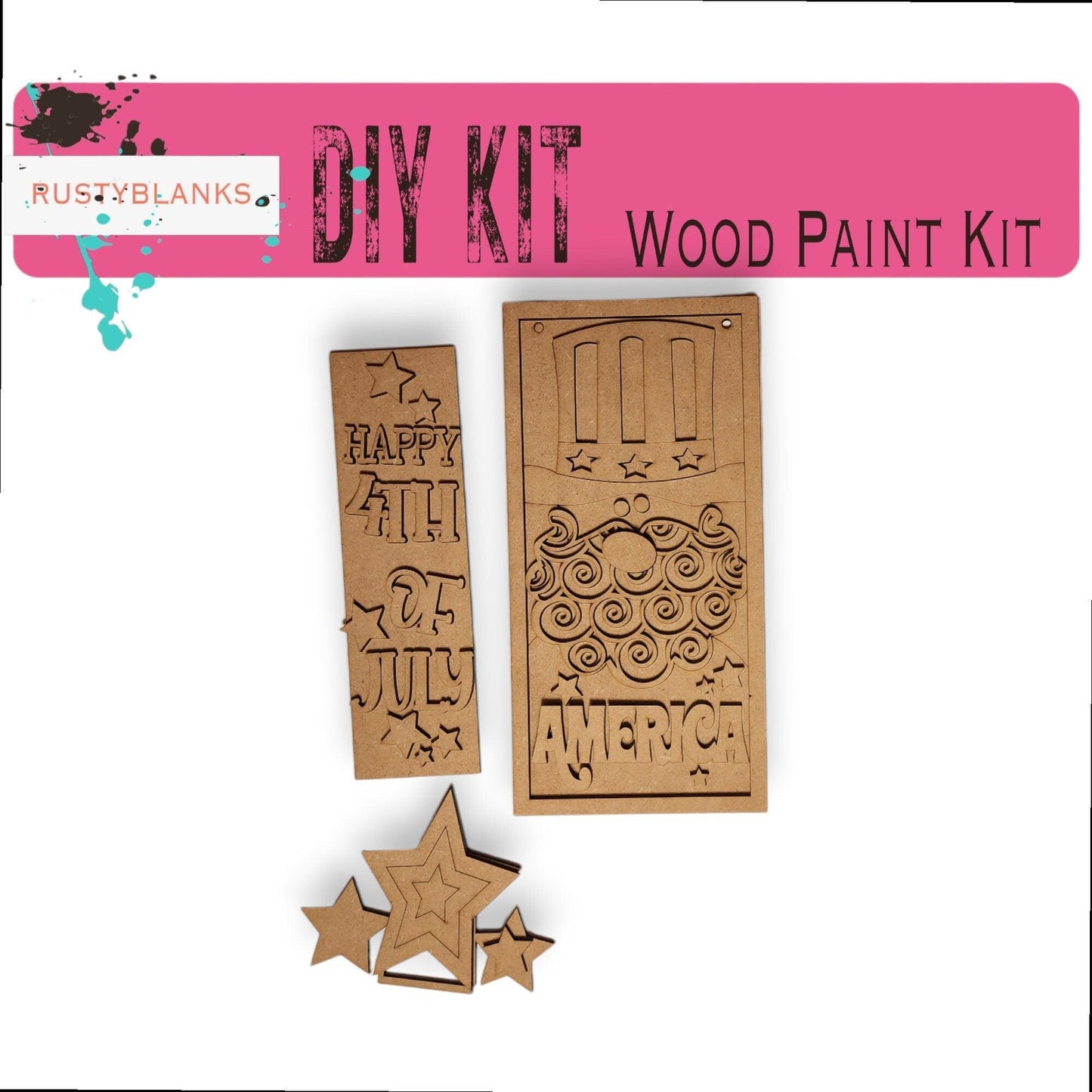 4th of July Patriotic Insert for Mini Interchangeable Post - RusticFarmhouseDecor