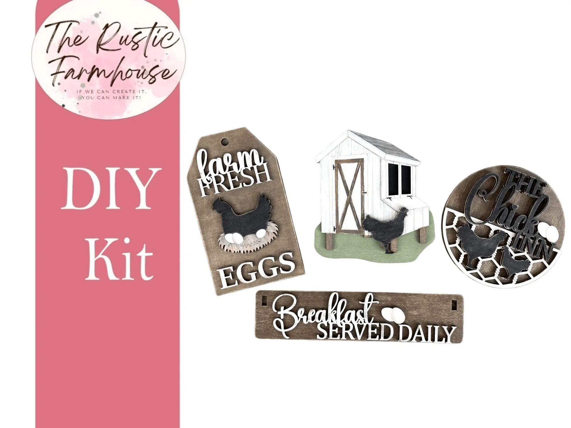 Add on for Interchangeable Wagon/Crate/Raised Shelf Sitter - Chicken Insert Unfinished DIY Wood Kit, Blanks to Decorate Home Decor - RusticFarmhouseDecor