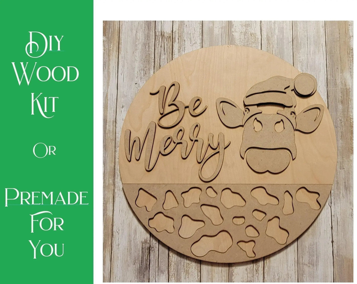 Be Merry Cow Door Hanger - RusticFarmhouseDecor