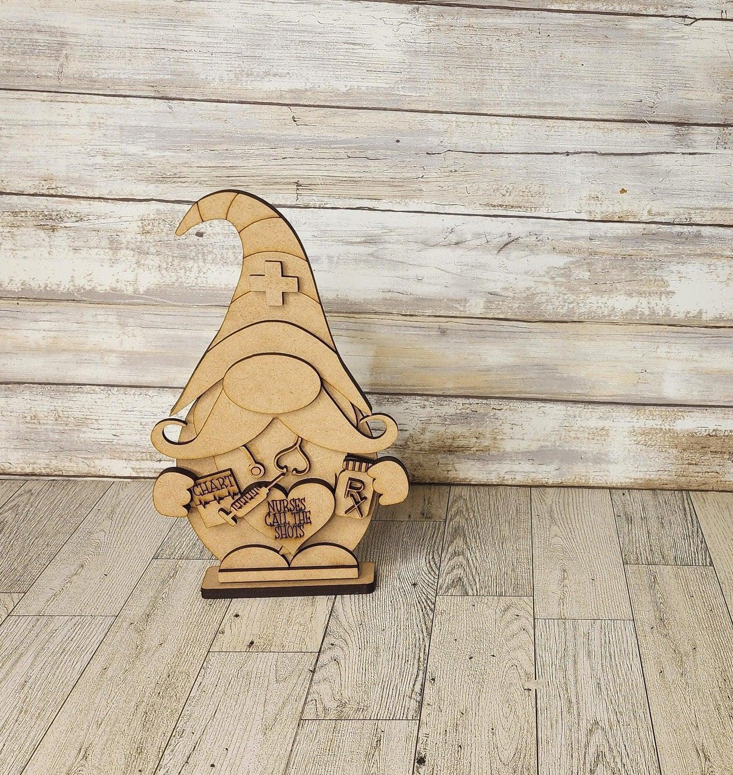 Boy Nurse/Doctor Gnome Shelf Sitter, DIY Gnome kit, Tiered Tray Decor - RusticFarmhouseDecor