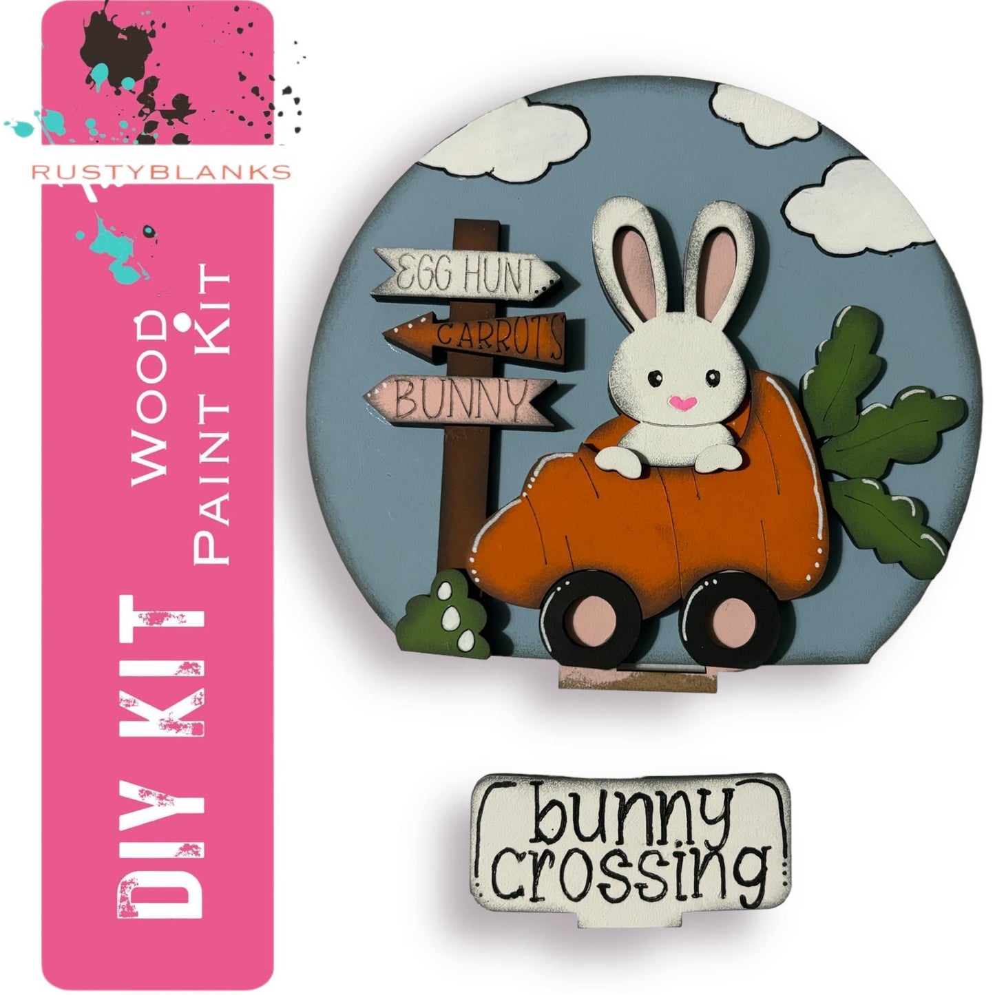 Bunny Crossing Insert for Snow Globe DIY Interchangeable Decor, Gift for Her - RusticFarmhouseDecor