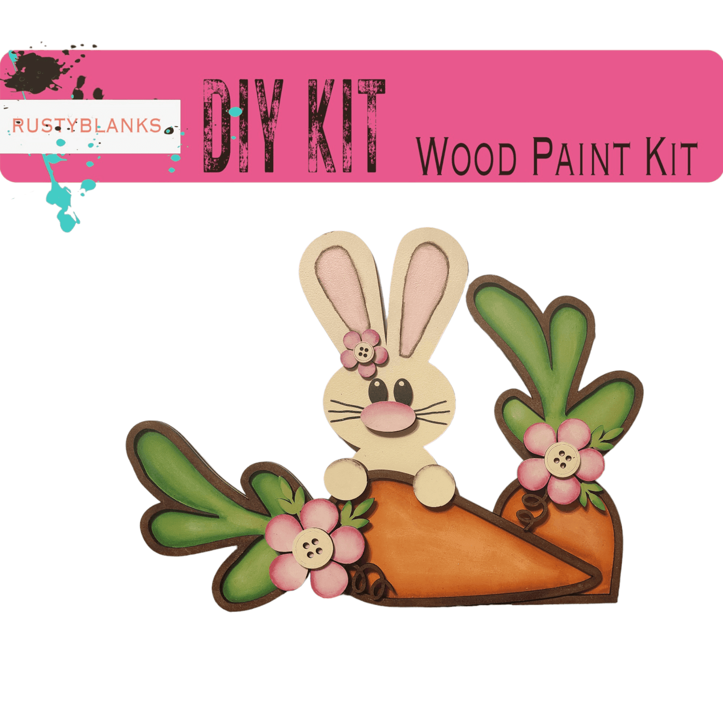 Bunny Shelf Sitter, Spring Bunny Carrot Decor - RusticFarmhouseDecor
