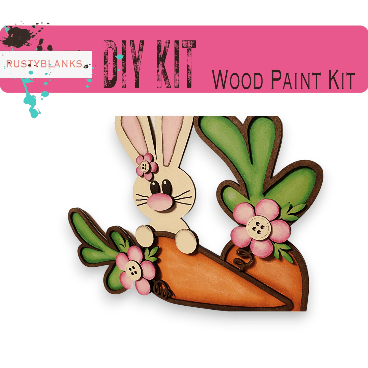 Bunny Shelf Sitter, Spring Bunny Carrot Decor - RusticFarmhouseDecor