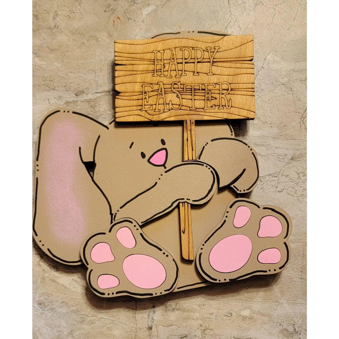 Bunny with Happy Easter Sign Shelf Sitter - DIY - RusticFarmhouseDecor