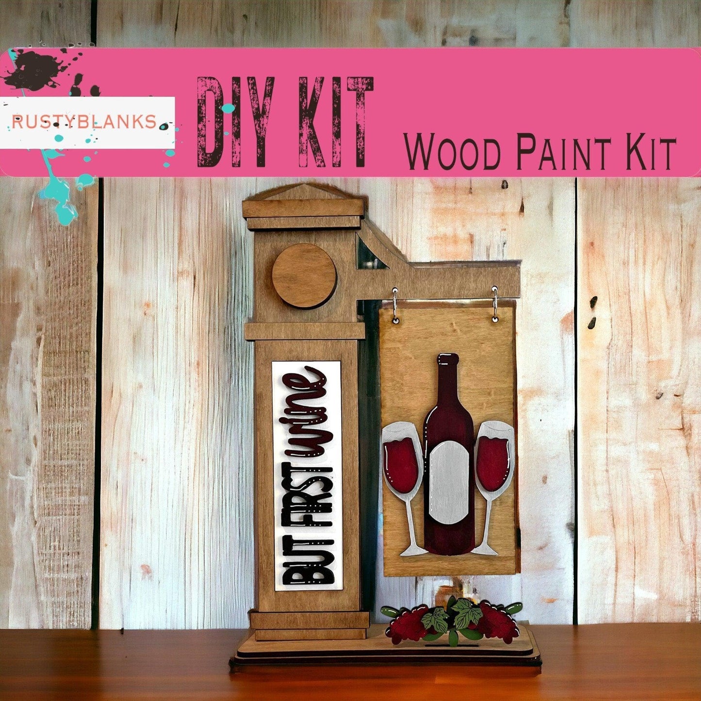 But First Wine Insert for Mini Interchangeable Posts - RusticFarmhouseDecor