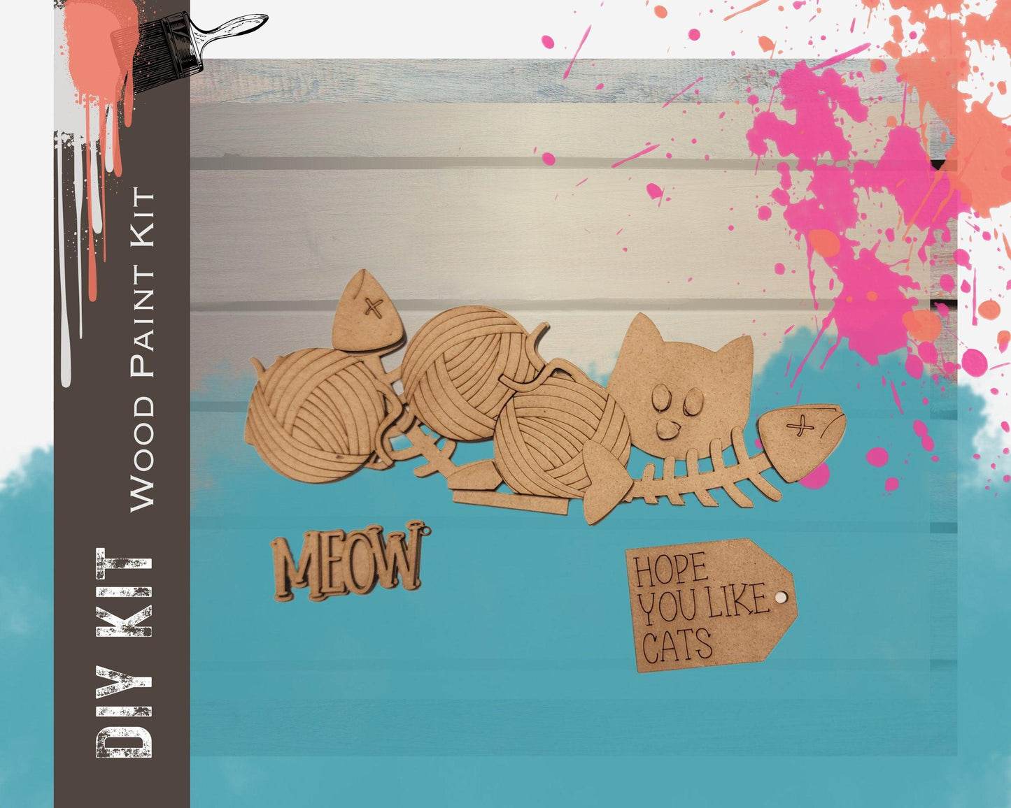 Cat Lovers insert for the Interchangeable Flower Basket Decor - Wood Blank for Painting - Inserts for Basket - RusticFarmhouseDecor