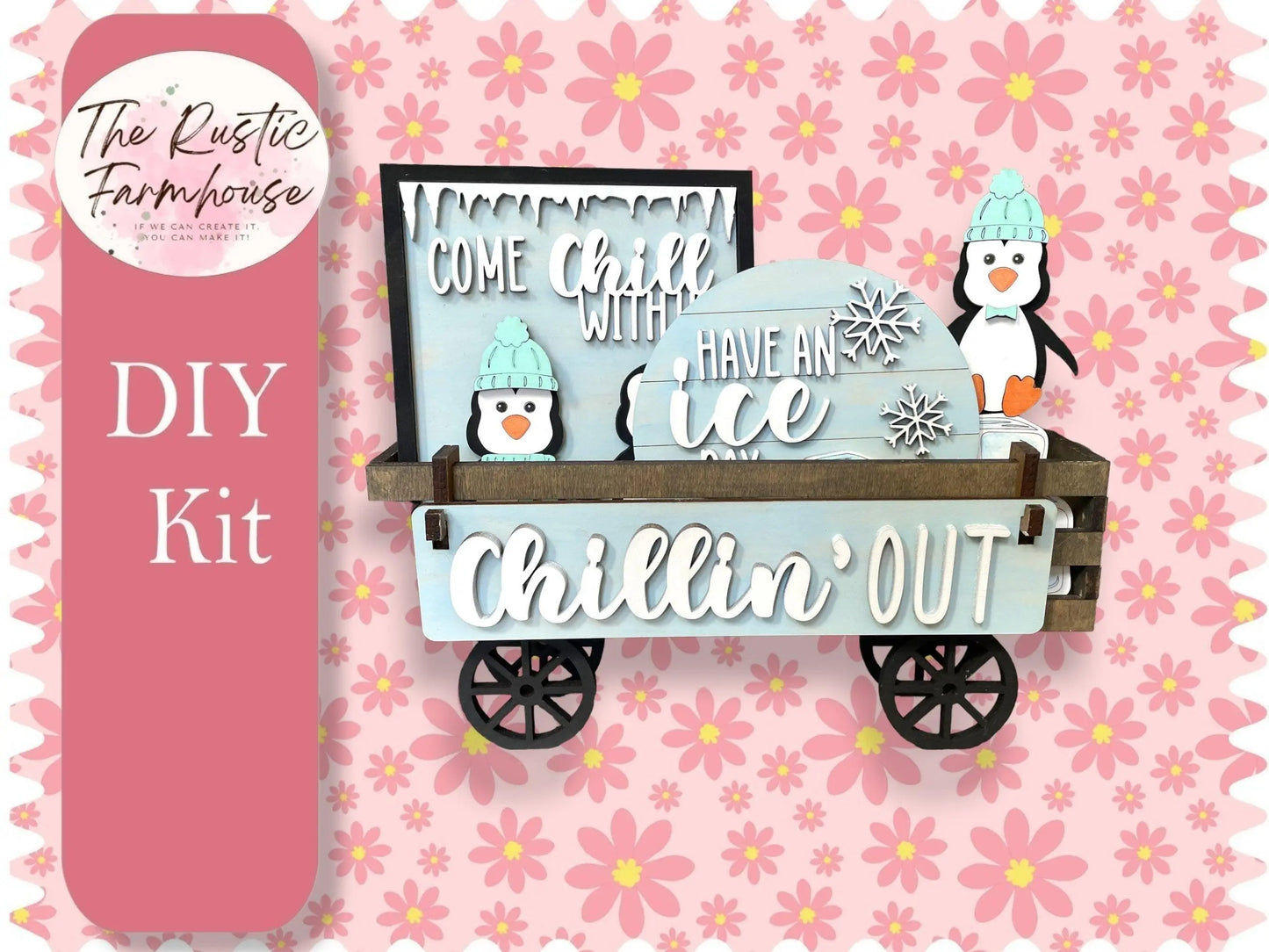 Chillin Out Insert for Wagon or Raised Shelf Sitter, Unfinished DIY Wood Kit, Blanks to Decorate Home Decor, DIY Wagon - RusticFarmhouseDecor