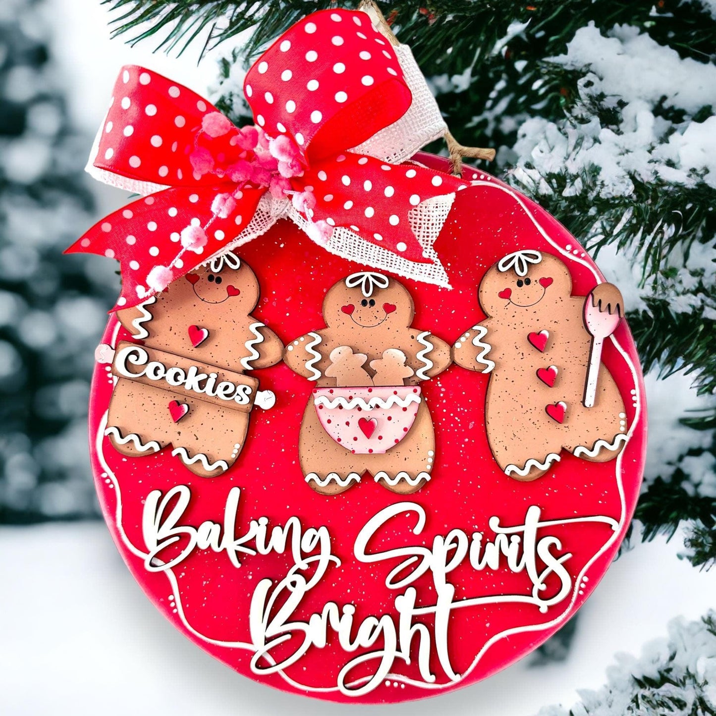 Christmas Door Hanger, Baking Spirits Bright Door Hanger, Gingerbread Door Hanger - RusticFarmhouseDecor