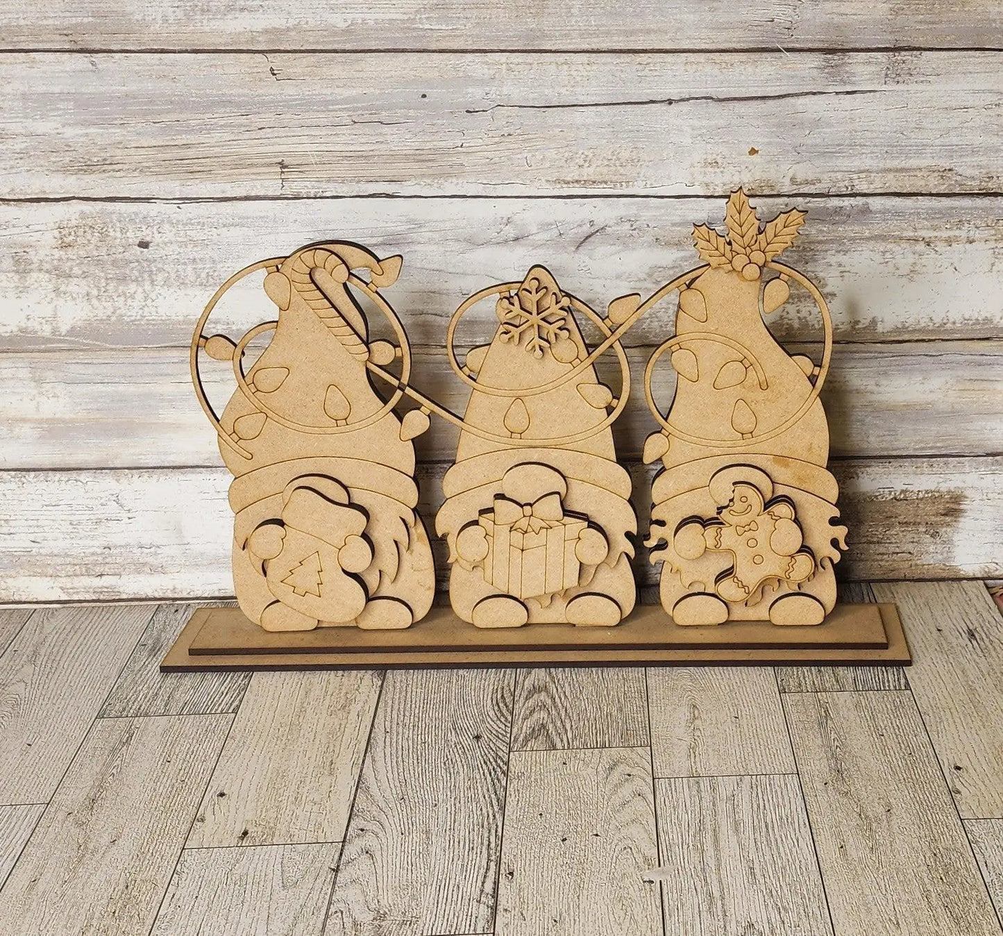 Christmas Gnomes Shelf Sitter, DIY Gnome kit, Tiered Tray Decor - RusticFarmhouseDecor