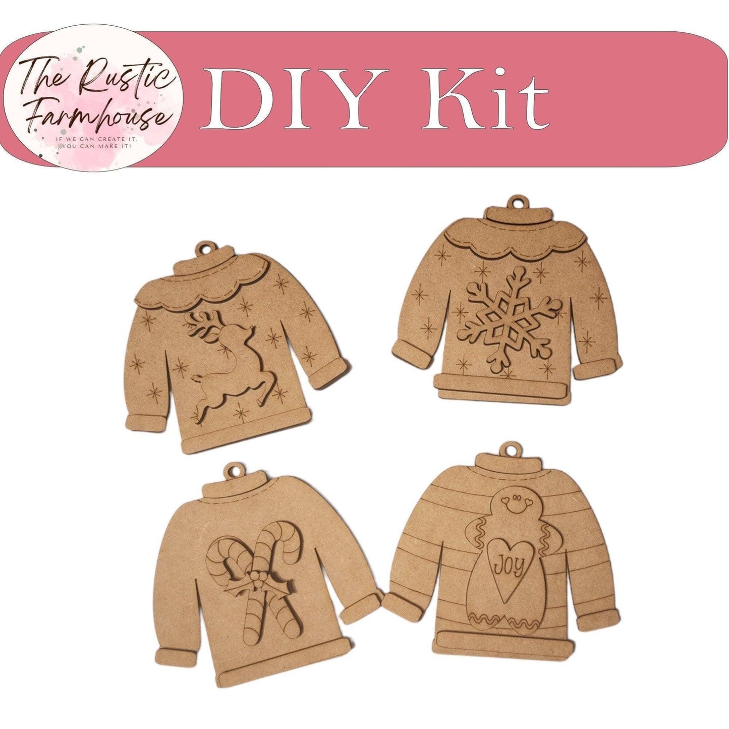 Christmas Sweater Ornaments & Gift Card Holders - Ugly Sweater - Wood Decor - Christmas DIY - RusticFarmhouseDecor