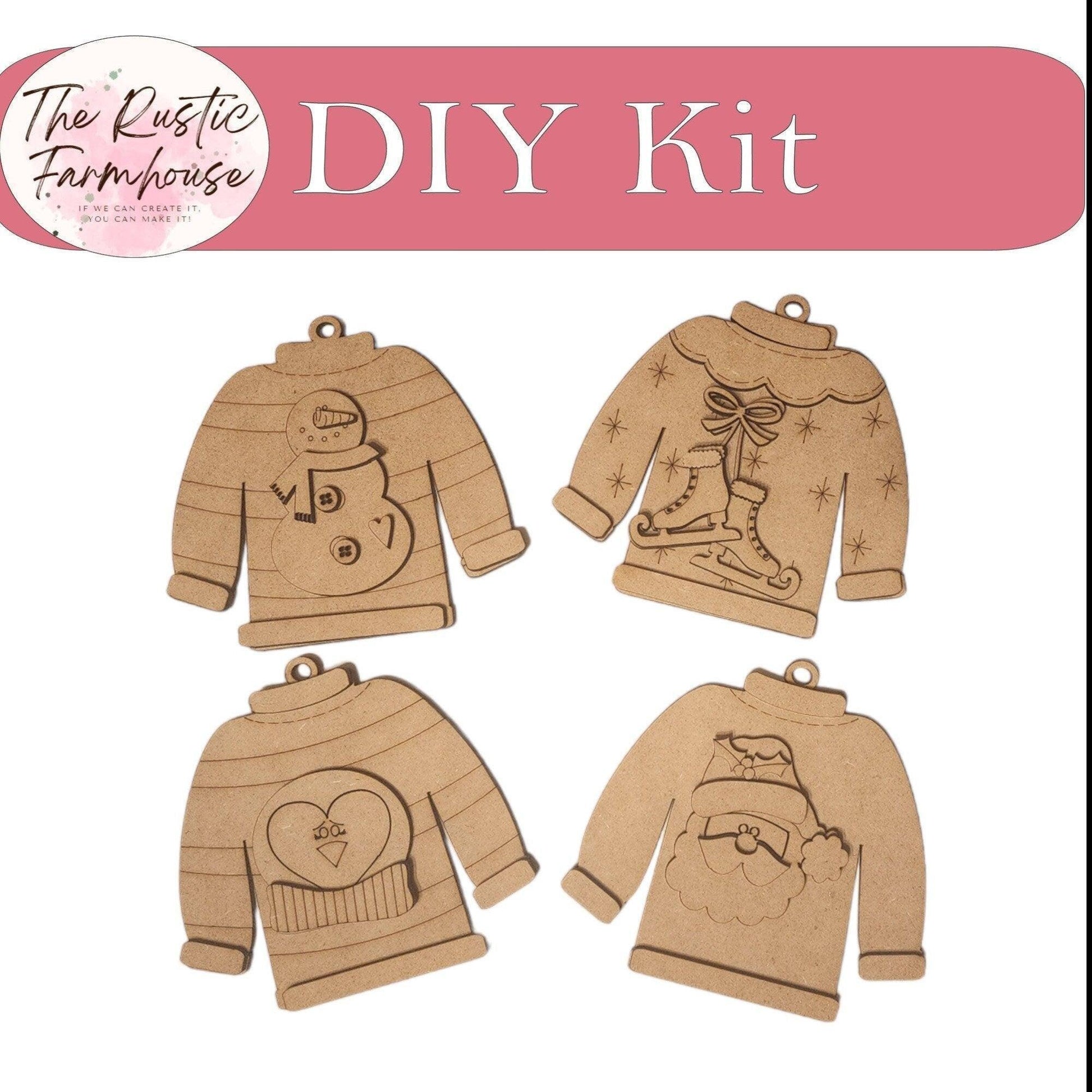 Christmas Sweater Ornaments & Gift Card Holders - Ugly Sweater - Wood Decor - Christmas DIY - RusticFarmhouseDecor