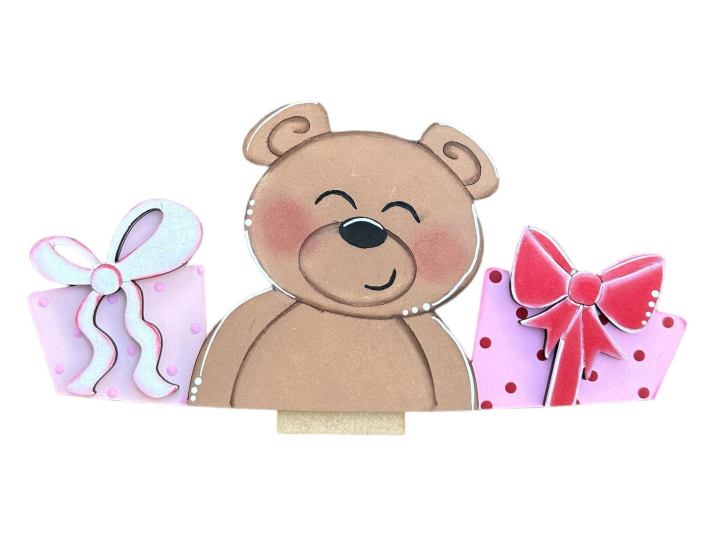 Christmas Teddy Bear for the Interchangeable Flower Basket Decor - Wood Blank for Painting - Inserts for Basket - RusticFarmhouseDecor