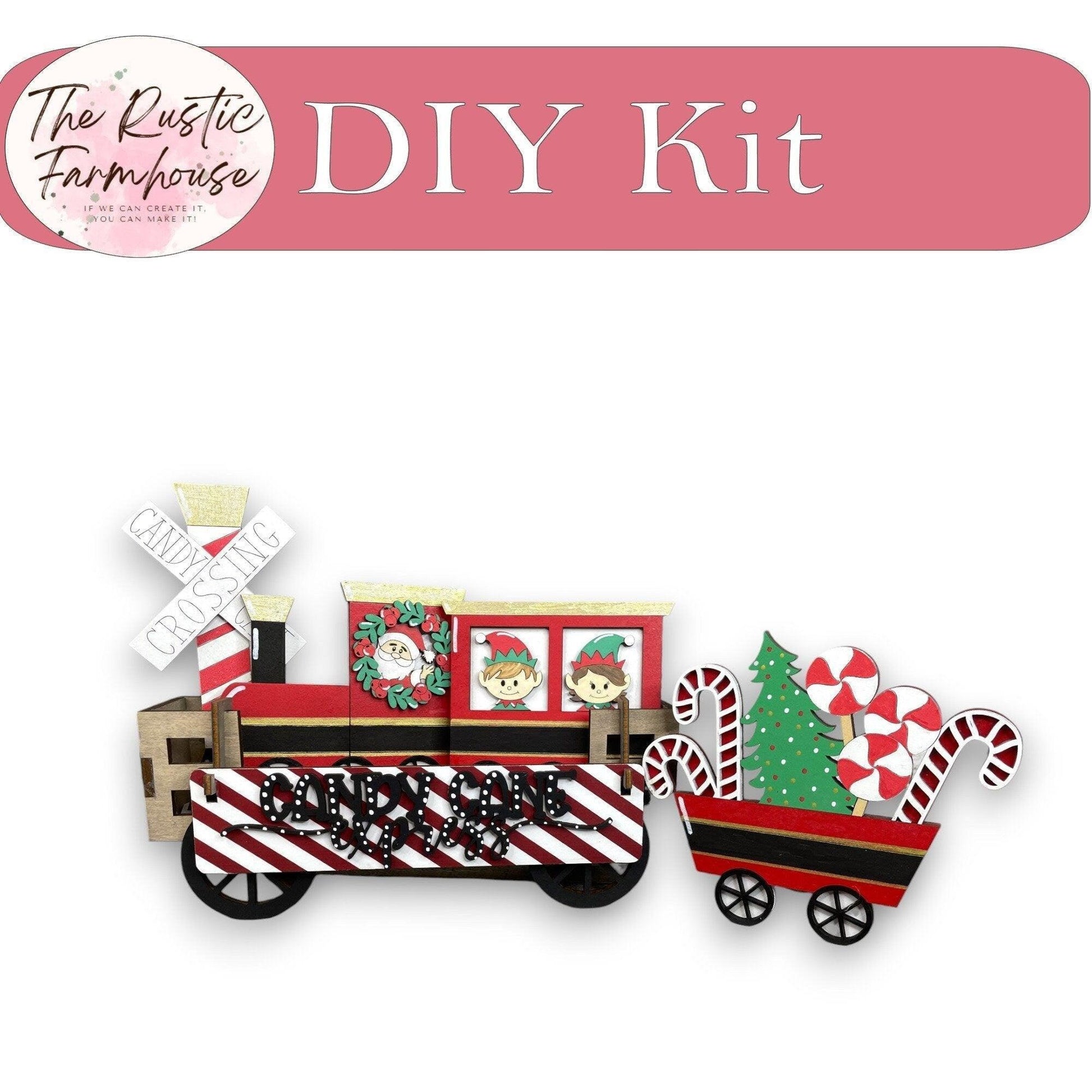 Christmas Train Interchangeable for Wagon or Raised Shelf Sitter DIY Kit - RusticFarmhouseDecor