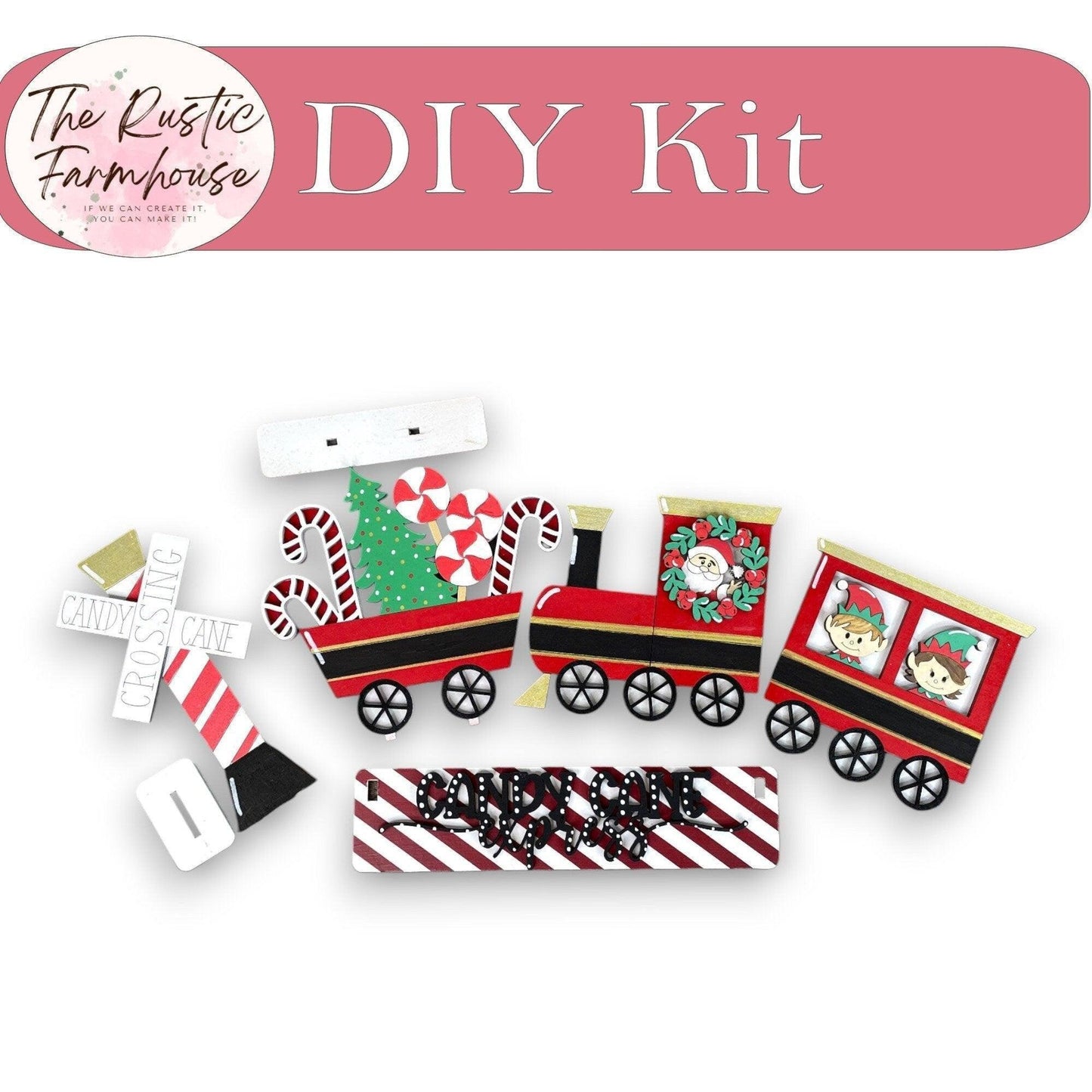 Christmas Train Interchangeable for Wagon or Raised Shelf Sitter DIY Kit - RusticFarmhouseDecor