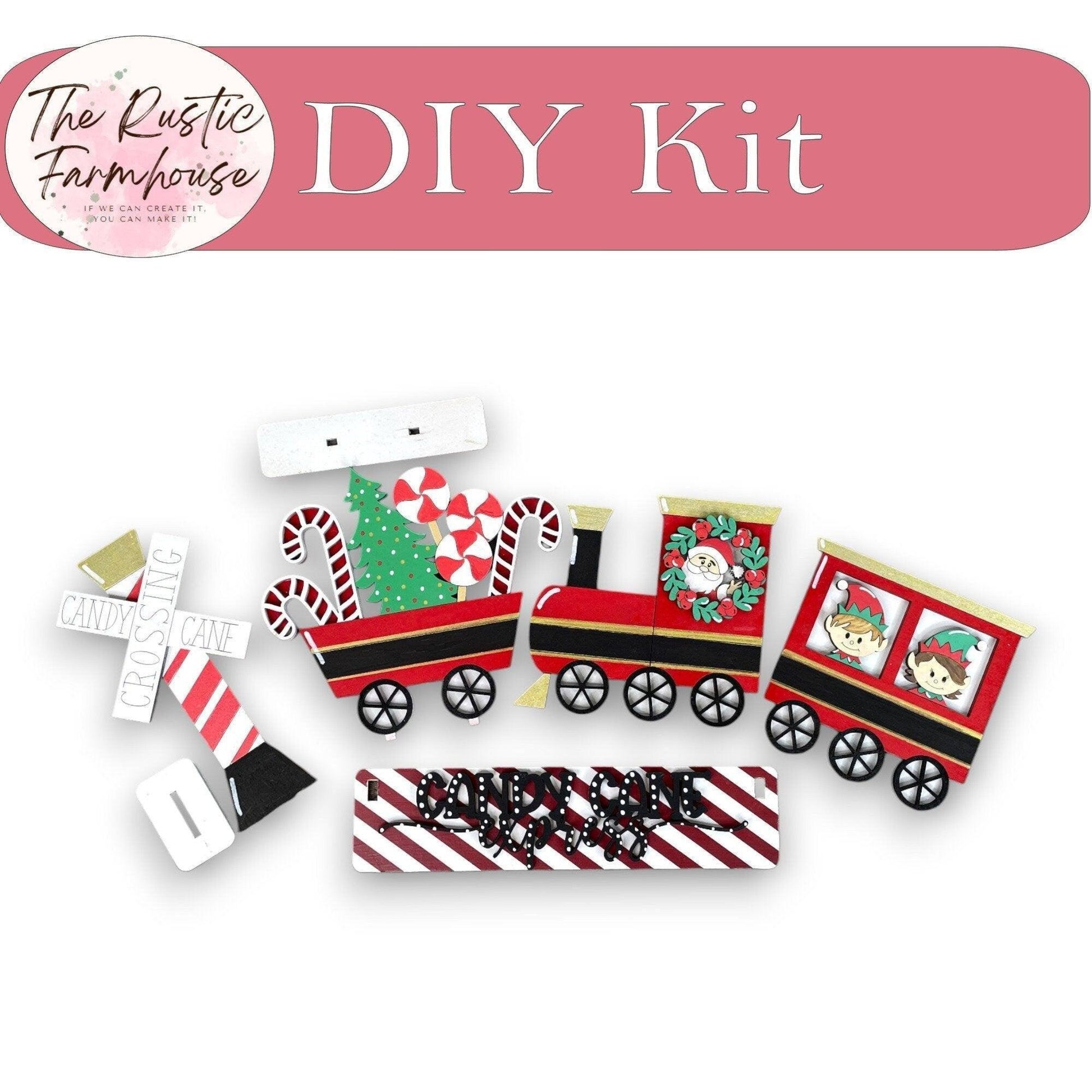 Christmas Train Interchangeable for Wagon or Raised Shelf Sitter DIY Kit - RusticFarmhouseDecor
