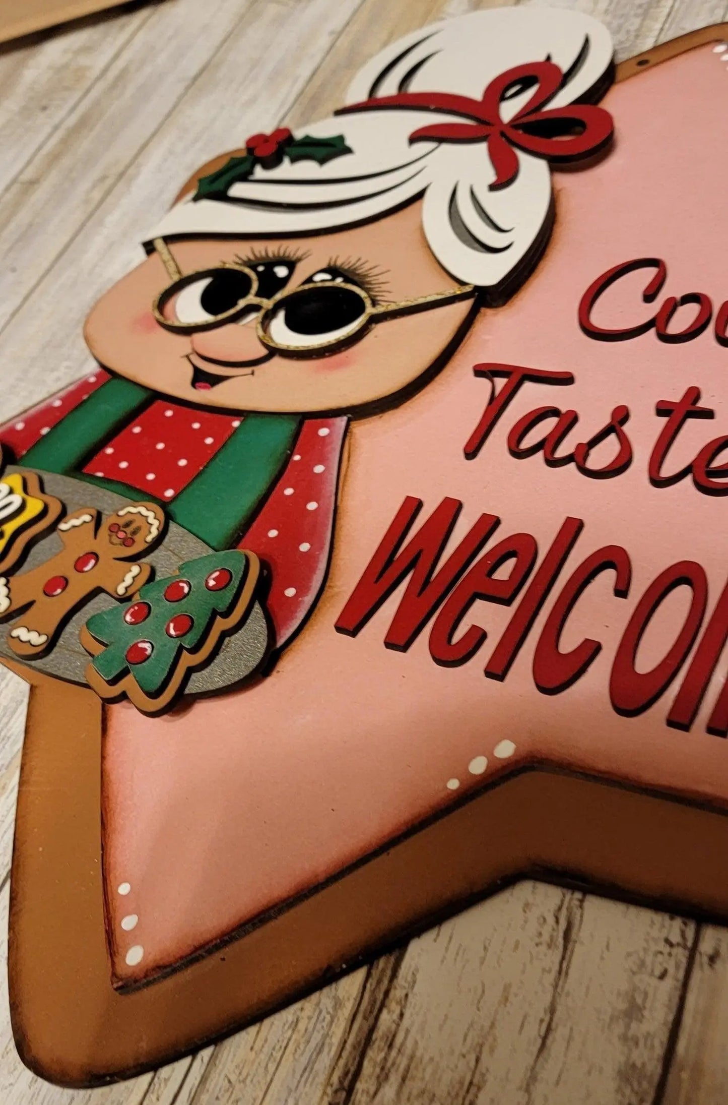 Cookie Tasters Weclcome Christmas Front Porch Door Hanger - RusticFarmhouseDecor