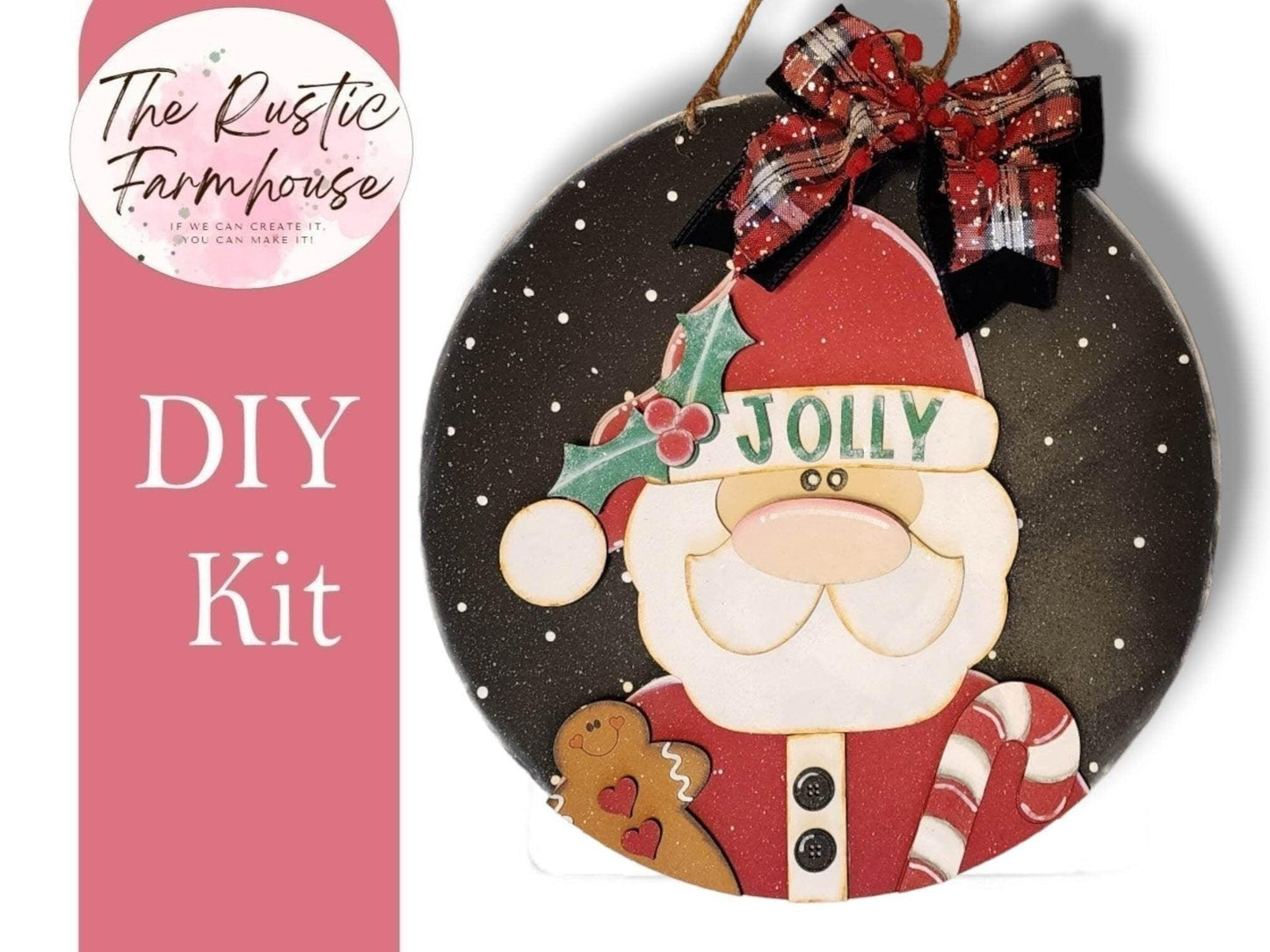 DIY Christmas Santa Clause Porch Sign Door Hanger - RusticFarmhouseDecor