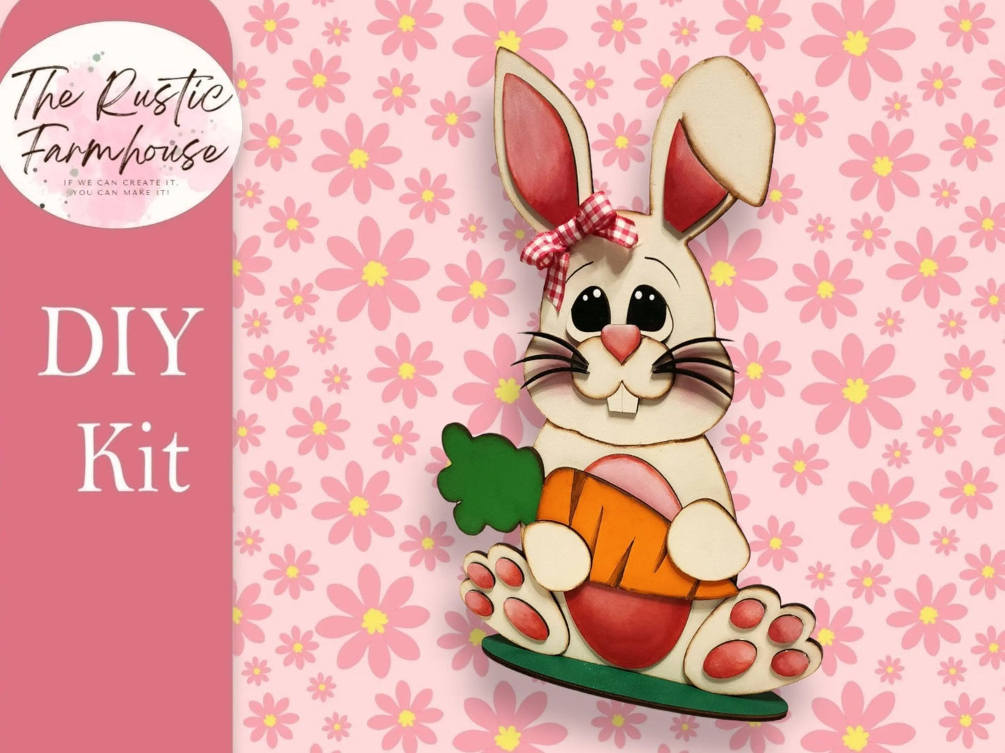 DIY Easter Bunny Wood Kit, Unfinished Wood Blank, Bunny DIY, Easter Wood Kit, Home Decor Crafts, Kids Easter Kits - RusticFarmhouseDecor
