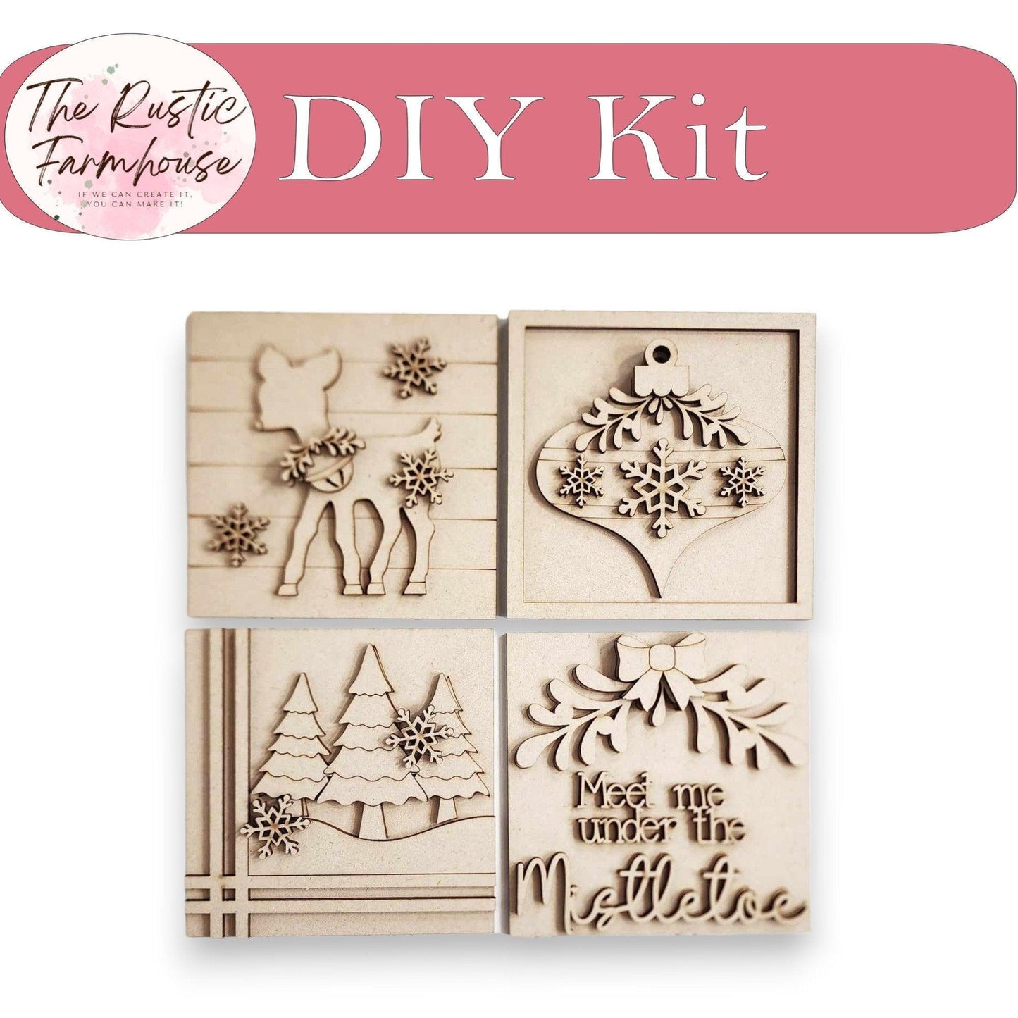 DIY Interchangeable Mistletoe Christmas Ladder Tiles - Holiday Decor - RusticFarmhouseDecor