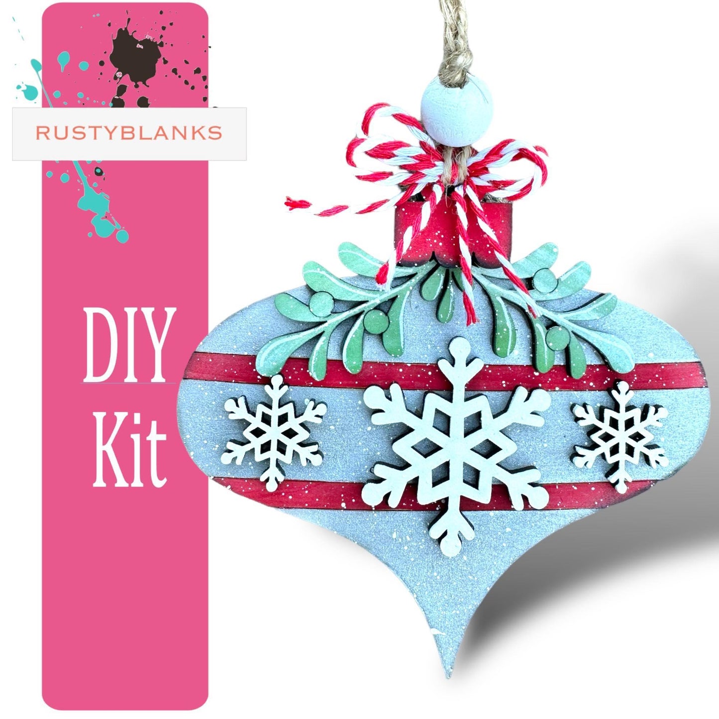 DIY Mistletoe Christmas Ornament Set - Set of 6 - Festive Holiday Decoration - RusticFarmhouseDecor