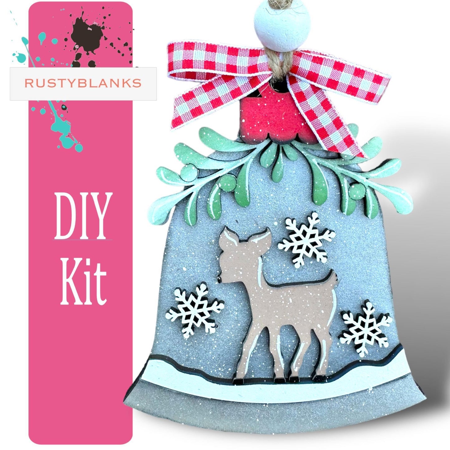 DIY Mistletoe Christmas Ornament Set - Set of 6 - Festive Holiday Decoration - RusticFarmhouseDecor