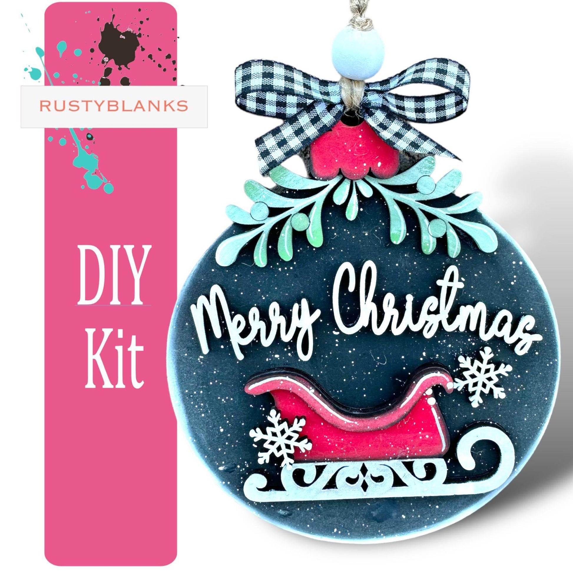 DIY Mistletoe Christmas Ornament Set - Set of 6 - Festive Holiday Decoration - RusticFarmhouseDecor