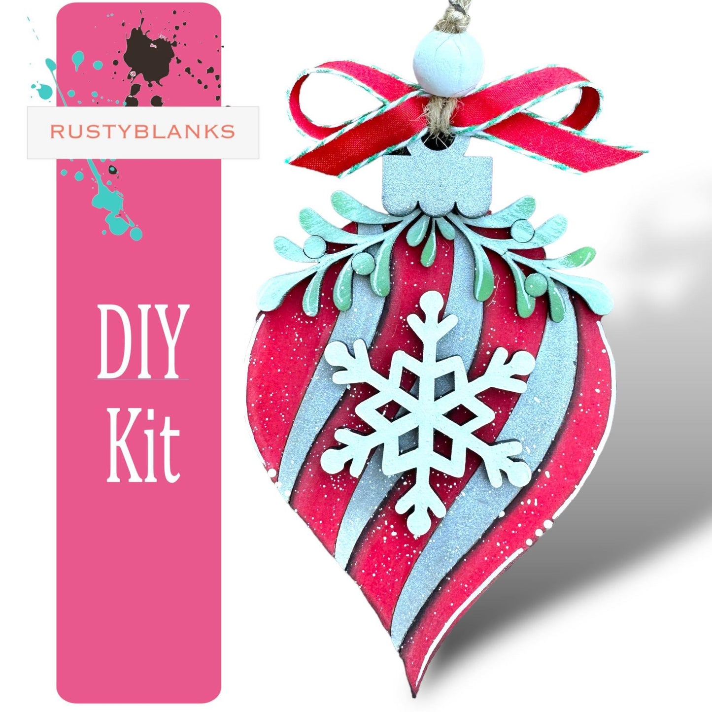 DIY Mistletoe Christmas Ornament Set - Set of 6 - Festive Holiday Decoration - RusticFarmhouseDecor