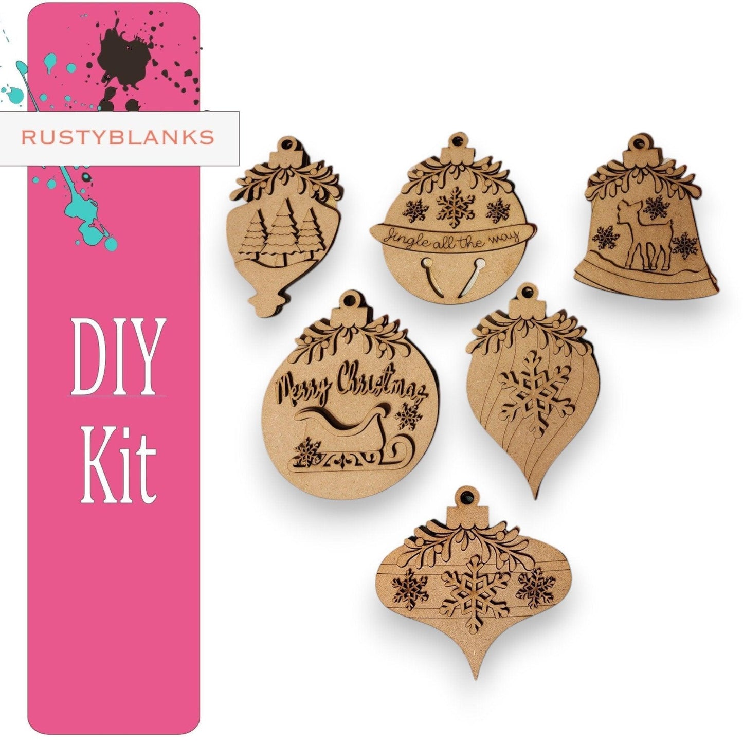 DIY Mistletoe Christmas Ornament Set - Set of 6 - Festive Holiday Decoration - RusticFarmhouseDecor