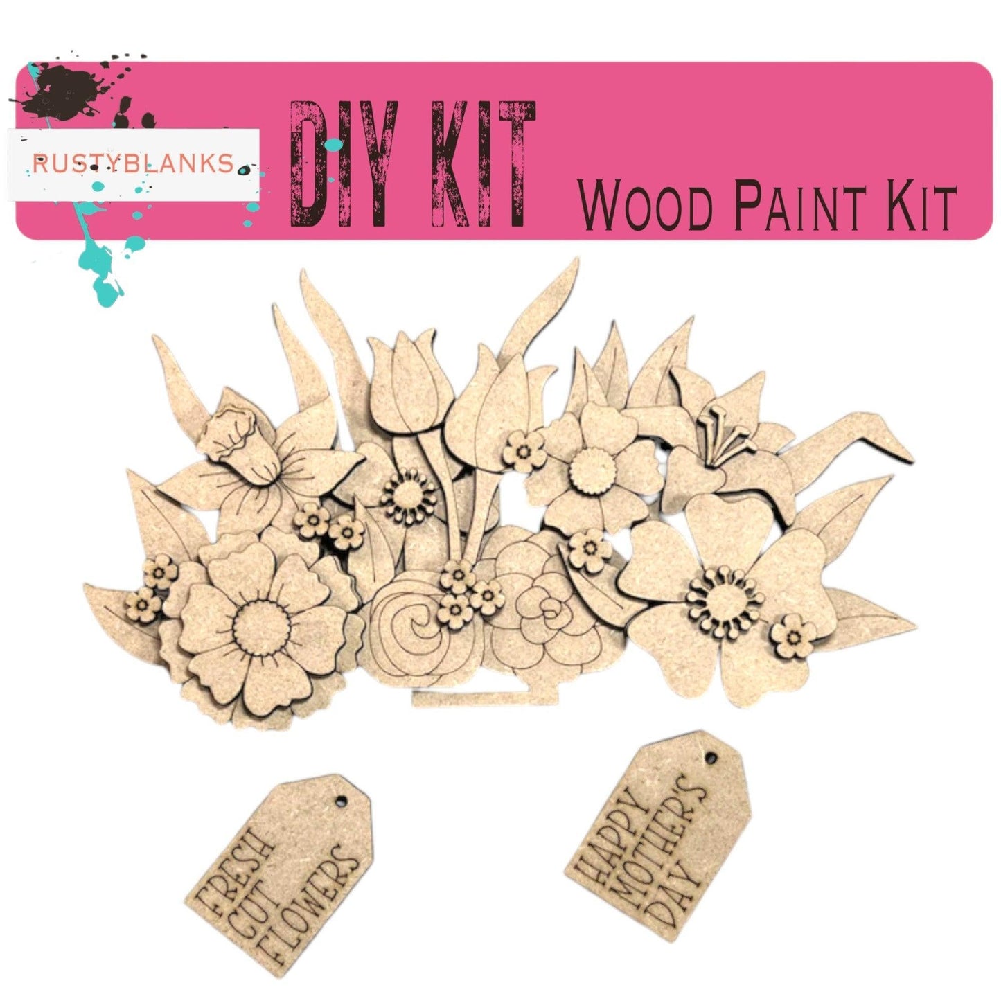 DIY Wildflowers Insert for the Interchangeable Flower Basket Decor , Wood Blank for Painting, Mother's Day - RusticFarmhouseDecor