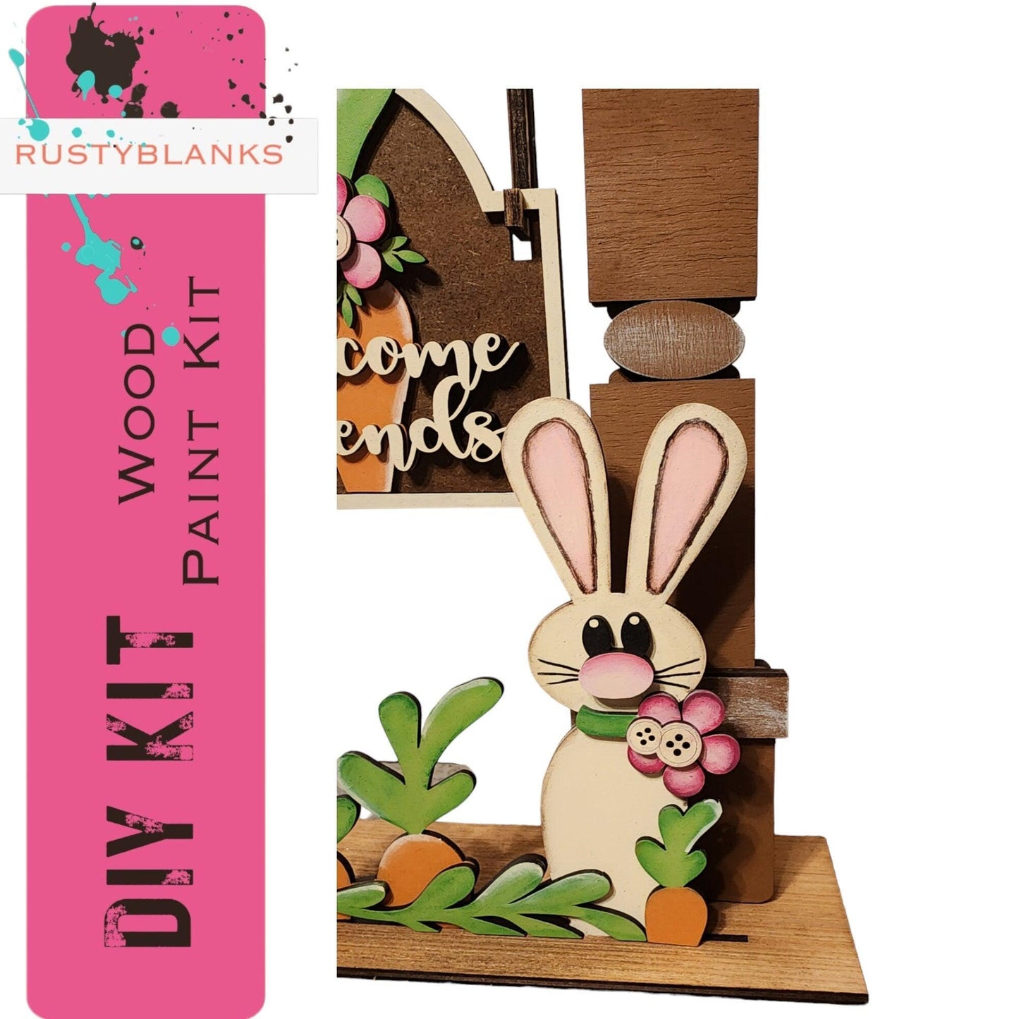 Easter Bunny Add On Inserts for our Mini Interchangeable Post, Welcome Friends Sign - RusticFarmhouseDecor