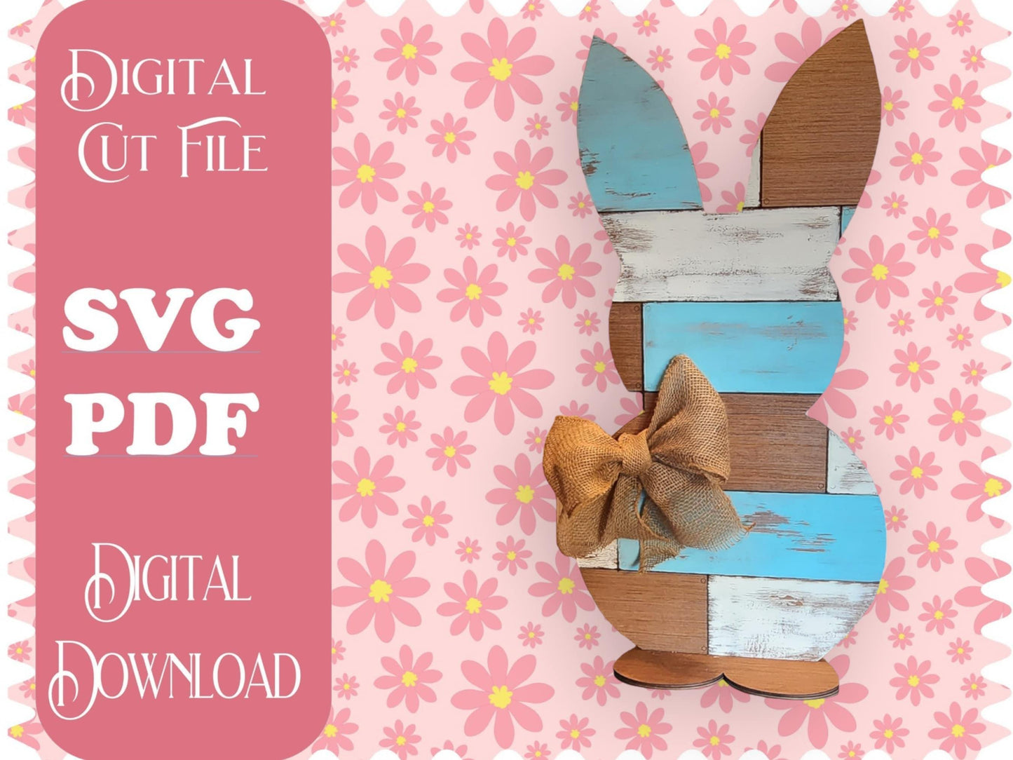 Easter Bunny SVG Digital Download for Laser, Farmhouse decor for laser, Shiplap Bunny svg, Holiday Decor - RusticFarmhouseDecor