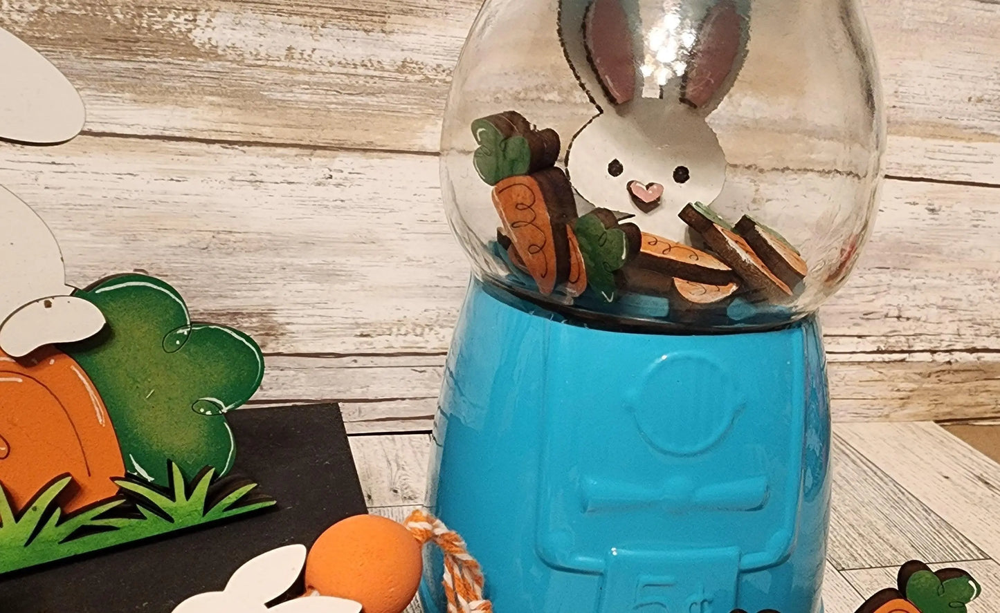 Easter Bunny with Carrot , filler and scoop for Gumball or Tiered Tray Set - DIY - RusticFarmhouseDecor