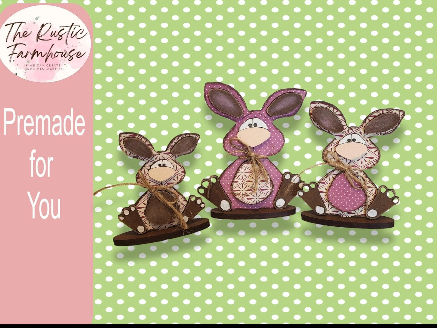 Easter Bunny, Wood Easter Bunnies, Farmhouse Set of 3 Bunnies, Easter Decor, Easter Bunnies, Farmhouse Easter Bunnies, Wood Bunny - RusticFarmhouseDecor