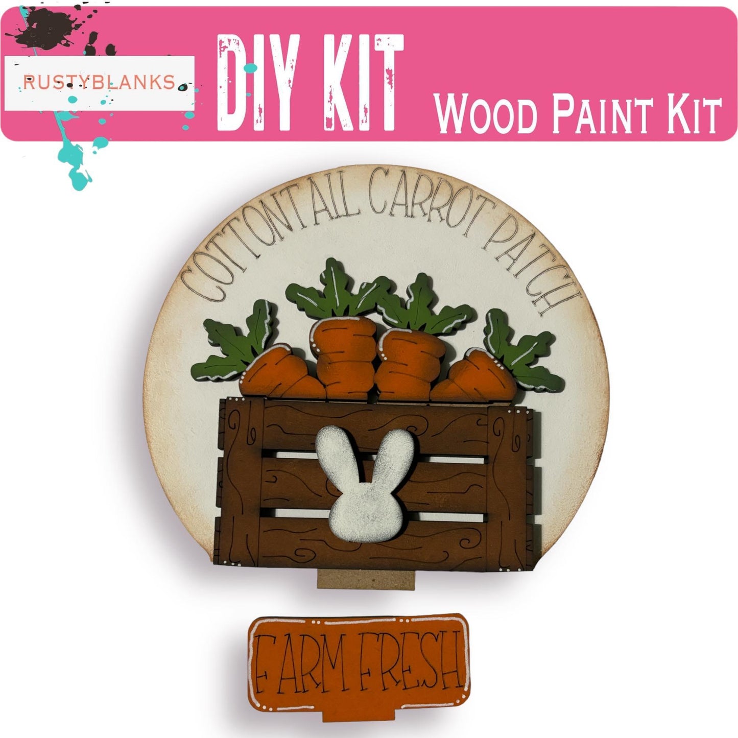 Easter Insert for Snow Globe DIY Interchangeable Decor, Gift for Her, Cottontail Carrot Patch - RusticFarmhouseDecor